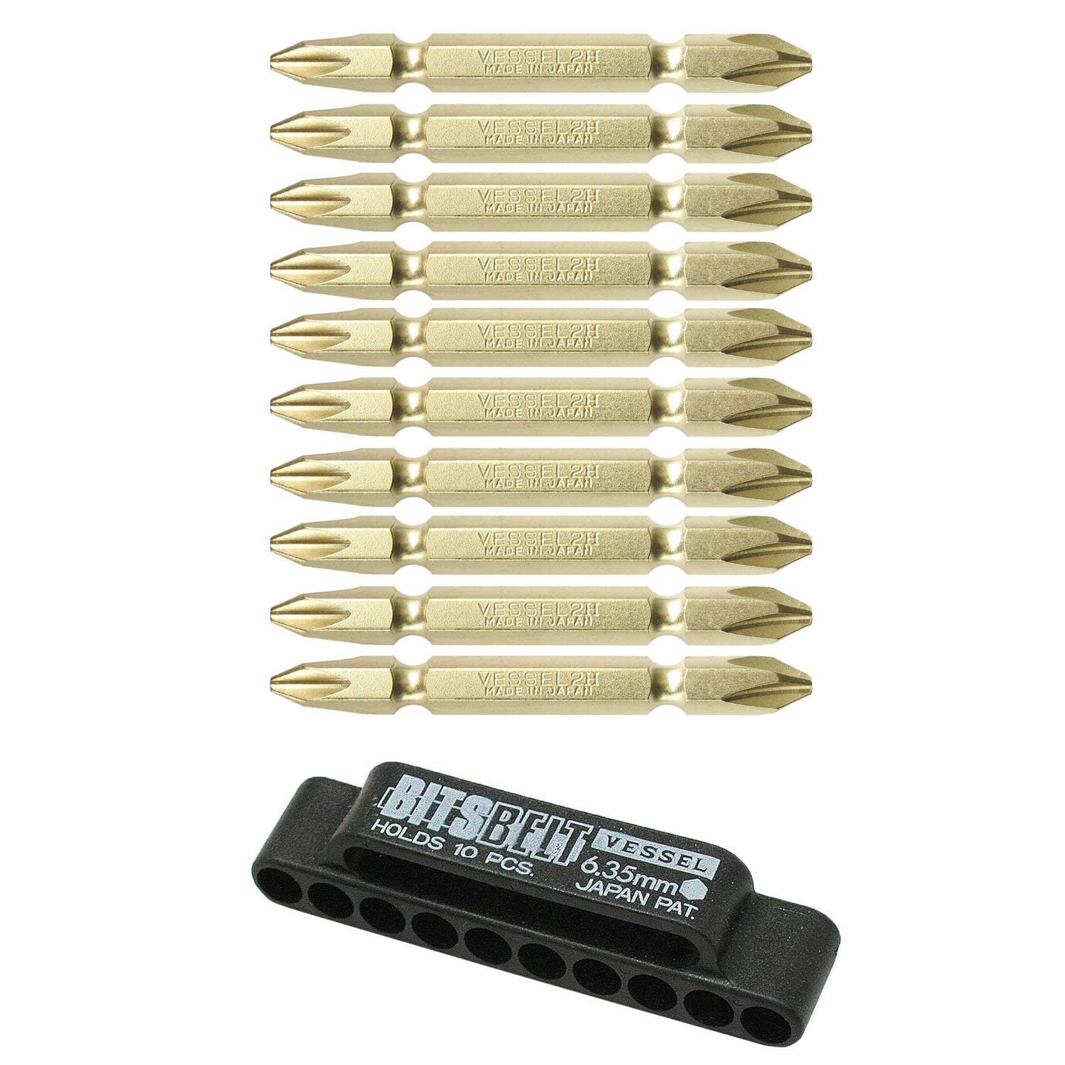 베셀 BW-12 십자 2번 65mm 비트 10개입 홀더 포함