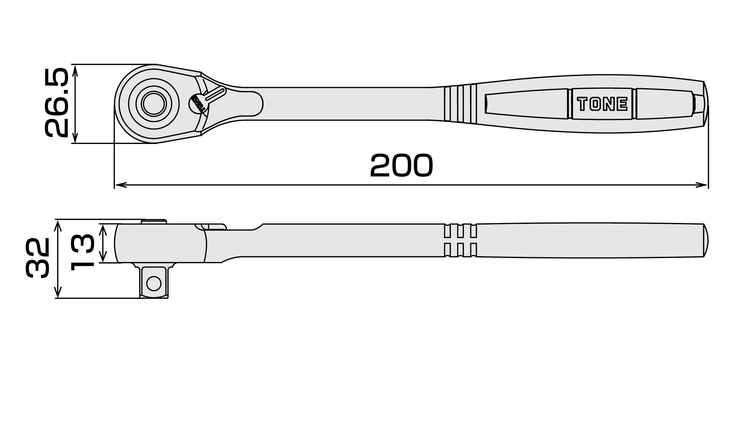 토네 콤팩트 라쳇핸들 RH4CH 12.7mm 홀드타입 이미지 5