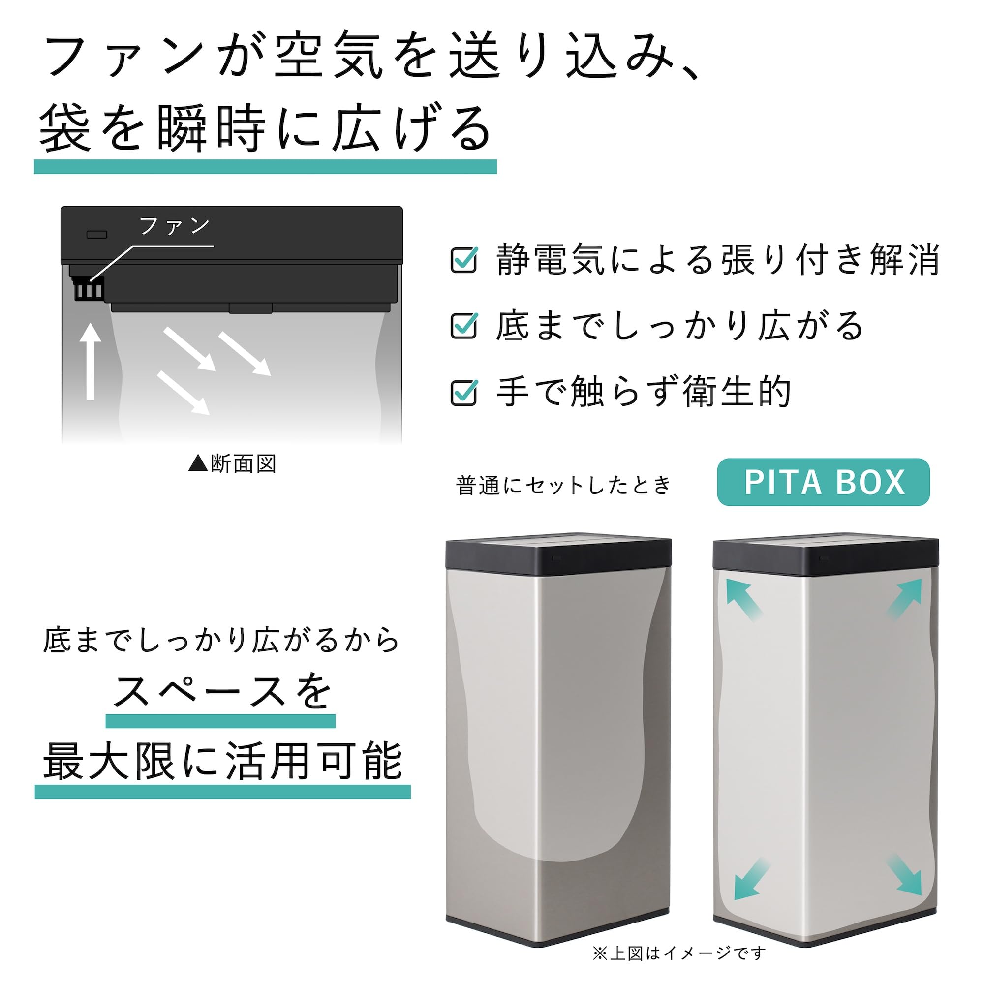 산코 THANKO PITA BOX 자동 센서 쓰레기통 SBTG26SSL 30L 이미지 3