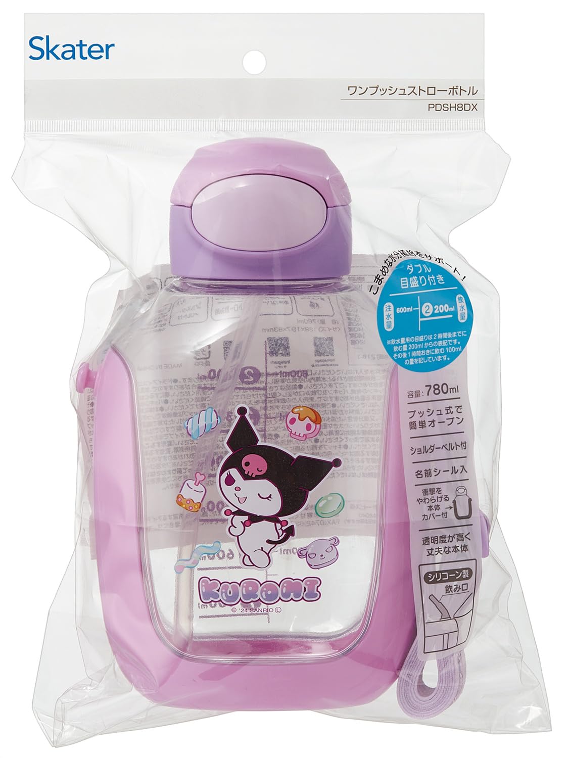 스케이터 PDSH8DX 780ml 산리오 쿠로미 원푸시 스트로 보틀 이미지 8