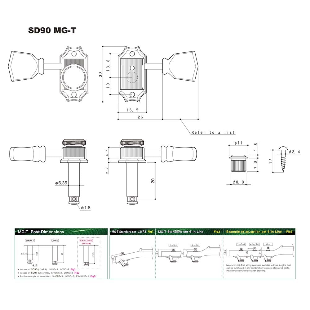 고토 SD90-MG-T-SL L3R3 골드 20322GYTX 기타 페그 이미지 3