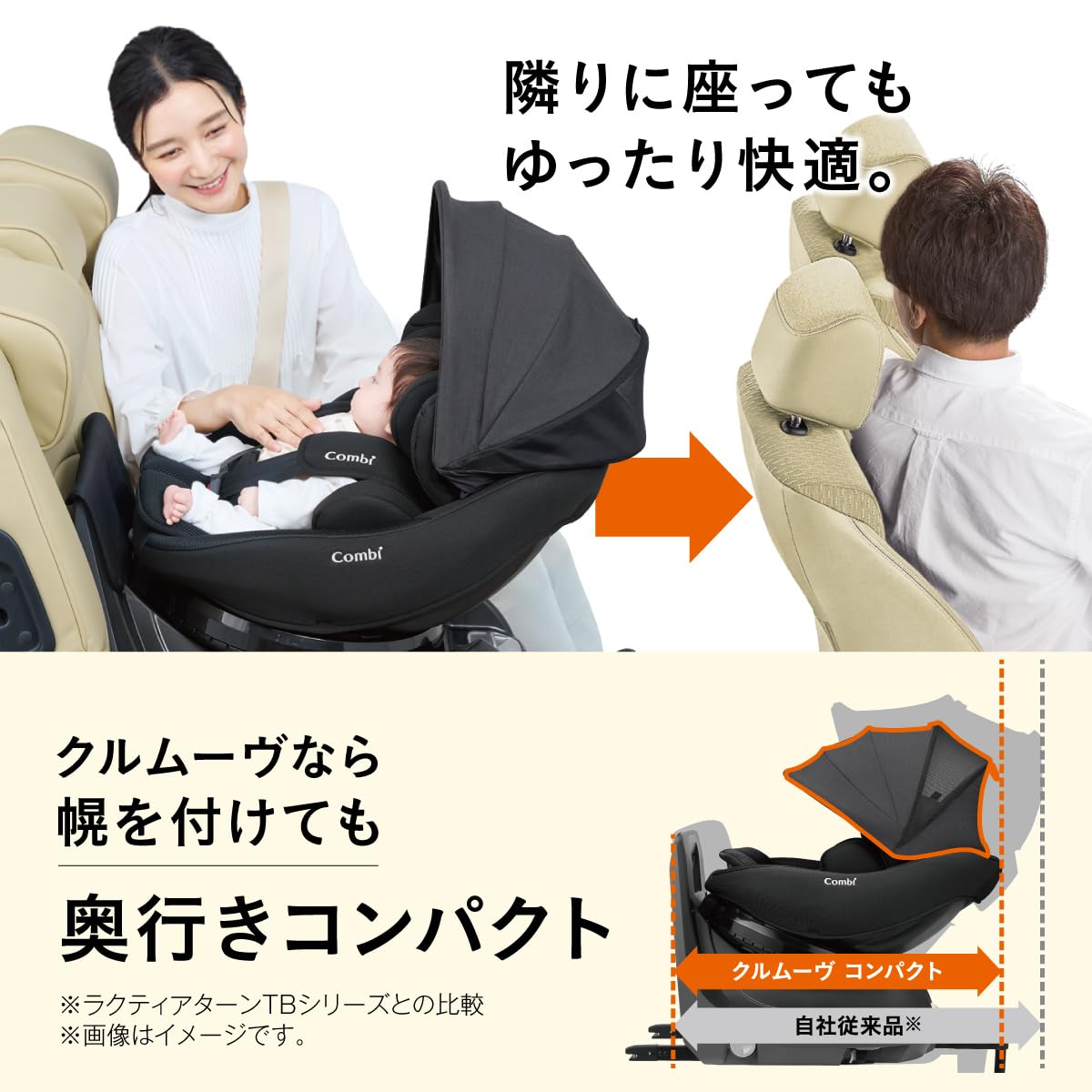콤비 크루무브 회전형 카시트 R129 JS 에그쇼크 ISOFIX 신생아 브라운 2024년형 이미지 2