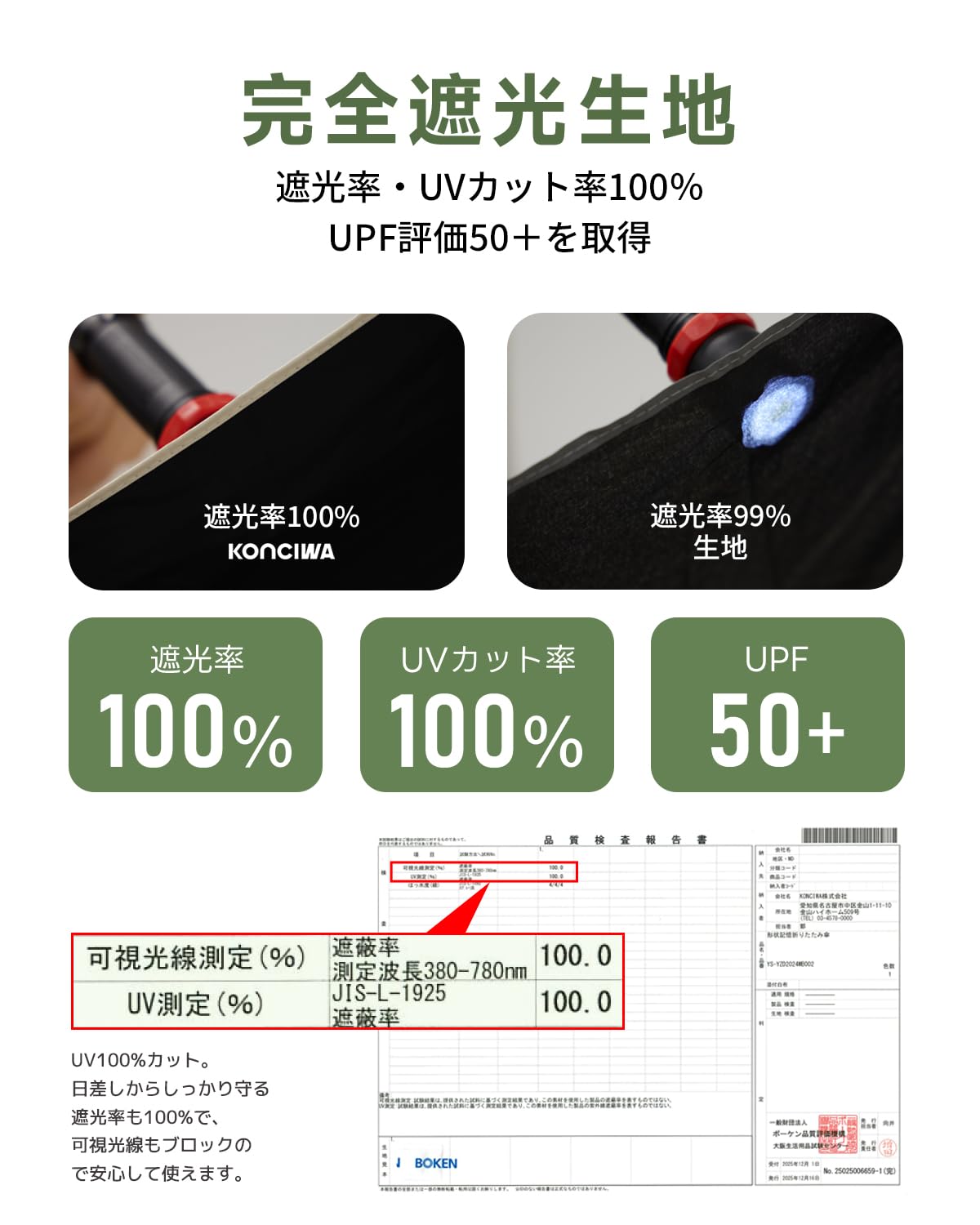 콘치와 MFU1S AIR 블랙 1초 폴딩 경량 양우산 UV 100% 차단 블랙（200g） 이미지 6