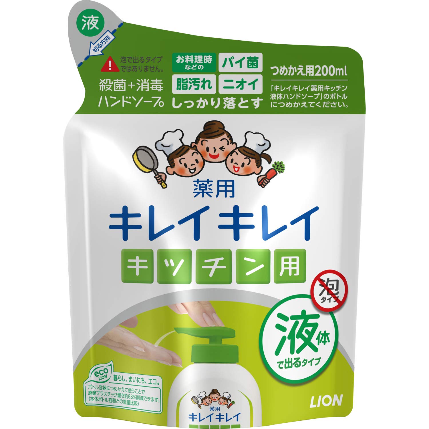 라이온 키레이키레이 주방용 핸드워시 리필 200ml