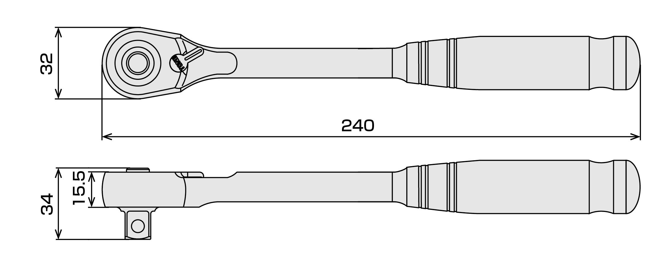 토네 중공 라쳇핸들 RH4HW 12.7mm 홀드타입 이미지 5