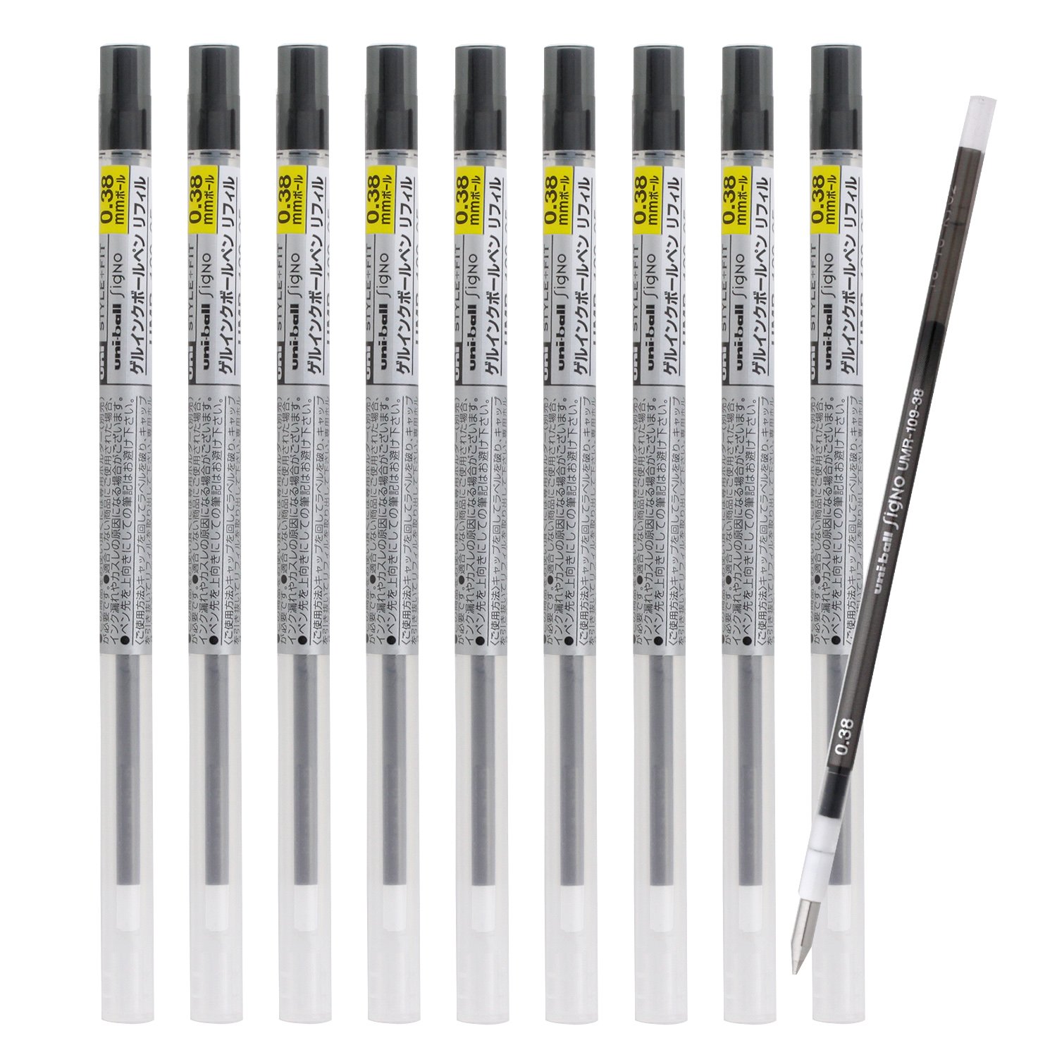 미쓰비시 연필 스타일핏 블랙 UMR10938.24 0.38mm 겔잉크 리필심 10개입 단품