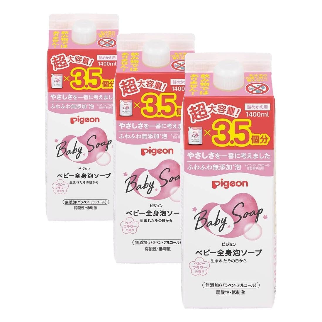 피죤 베이비 전신 거품 비누 플라워향 리필 1400ml 베이비 플라워향 3개