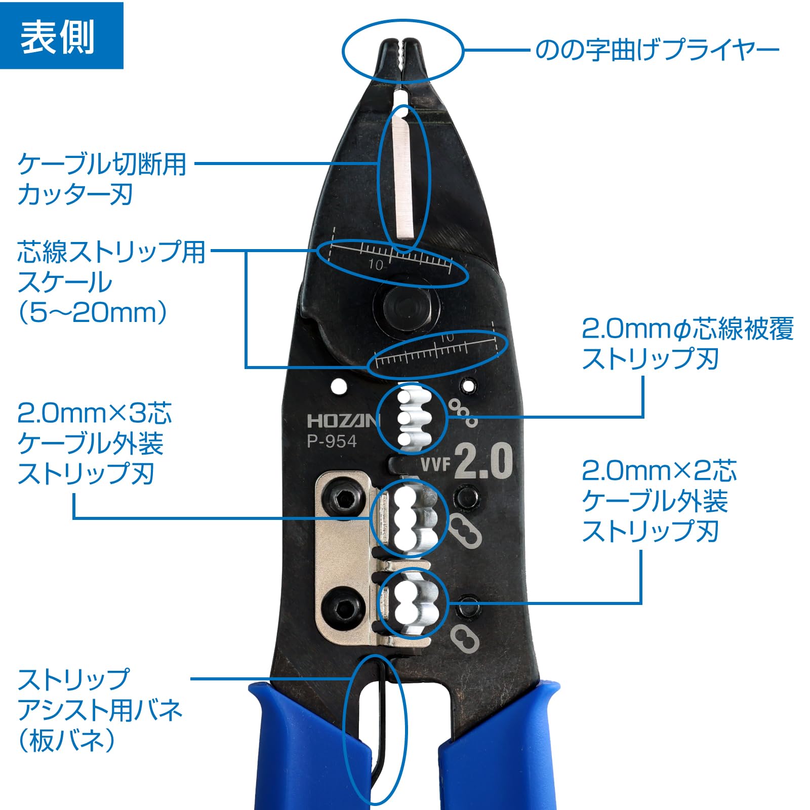 호잔 VVF 스트리퍼 P-954 2.0mm 전용 전기공사 와이어 스트리퍼 이미지 3