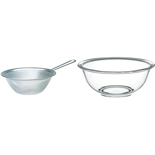 소리야나기 손잡이 펀칭 채반 19cm + 이와키 내열유리 믹싱볼 2.5L BC325