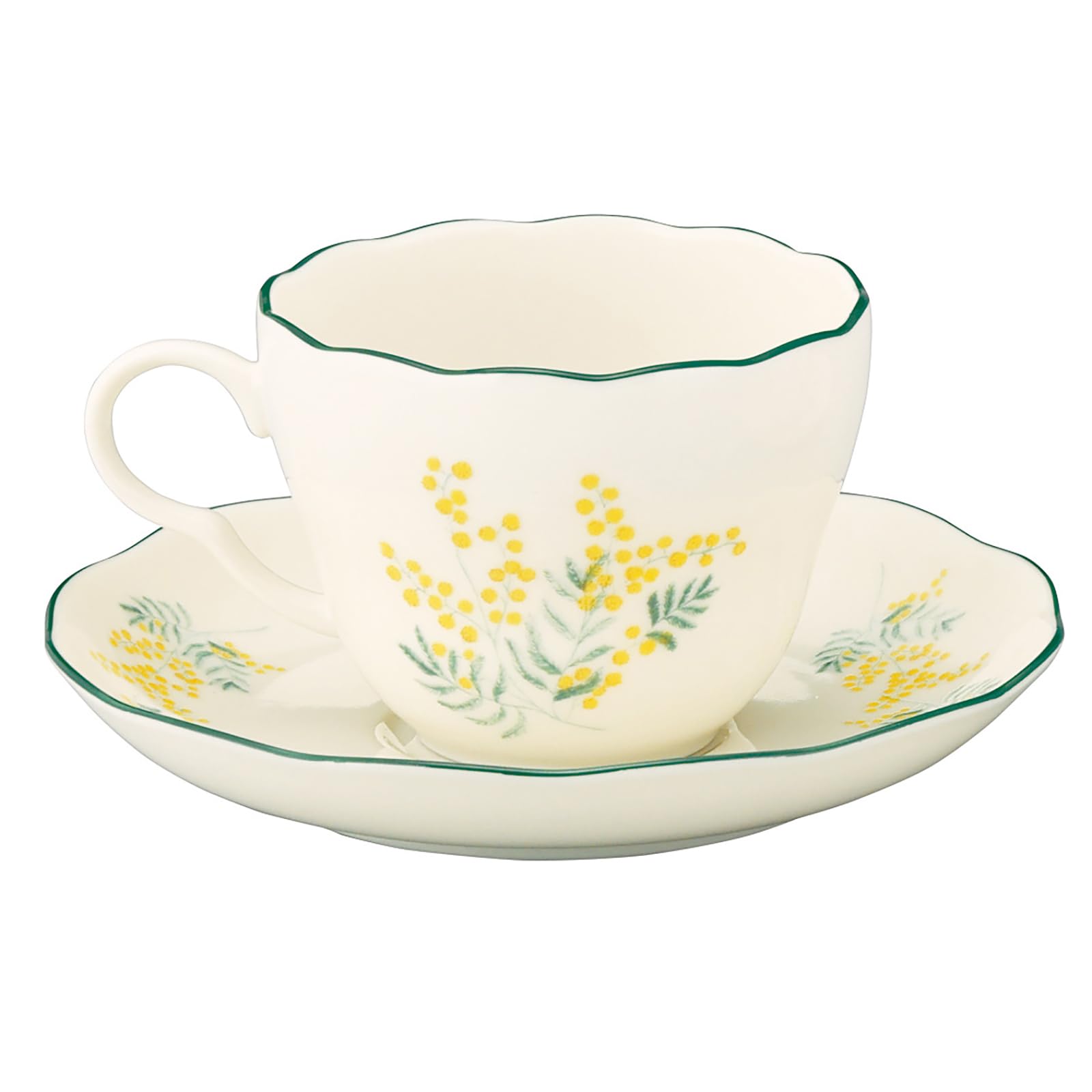 야마카 플로리오그래피 미모사 HBK11-28 230ml 티컵 소서 그린 앤틱 이미지 2
