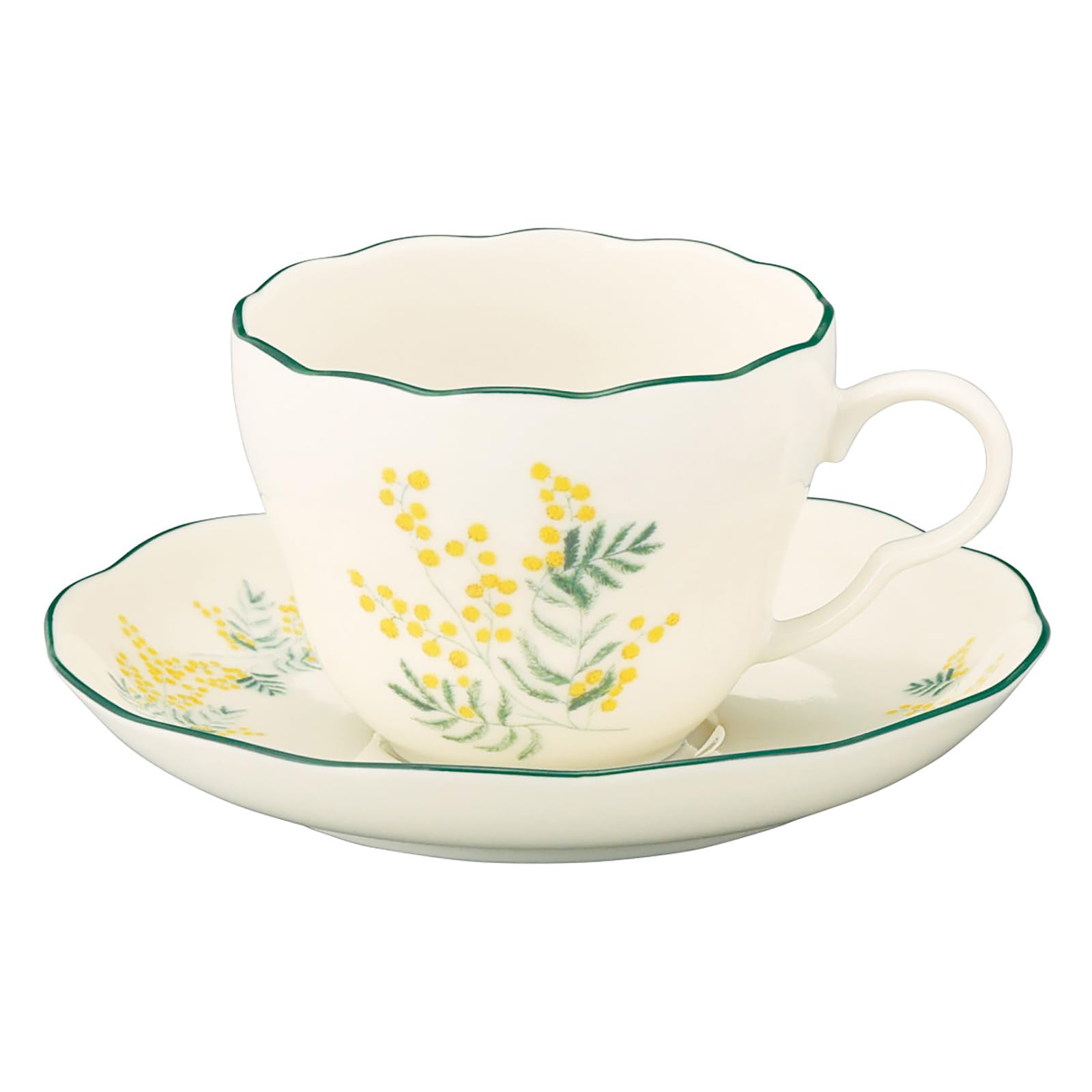 야마카 플로리오그래피 미모사 HBK11-28 230ml 티컵 소서 그린 앤틱