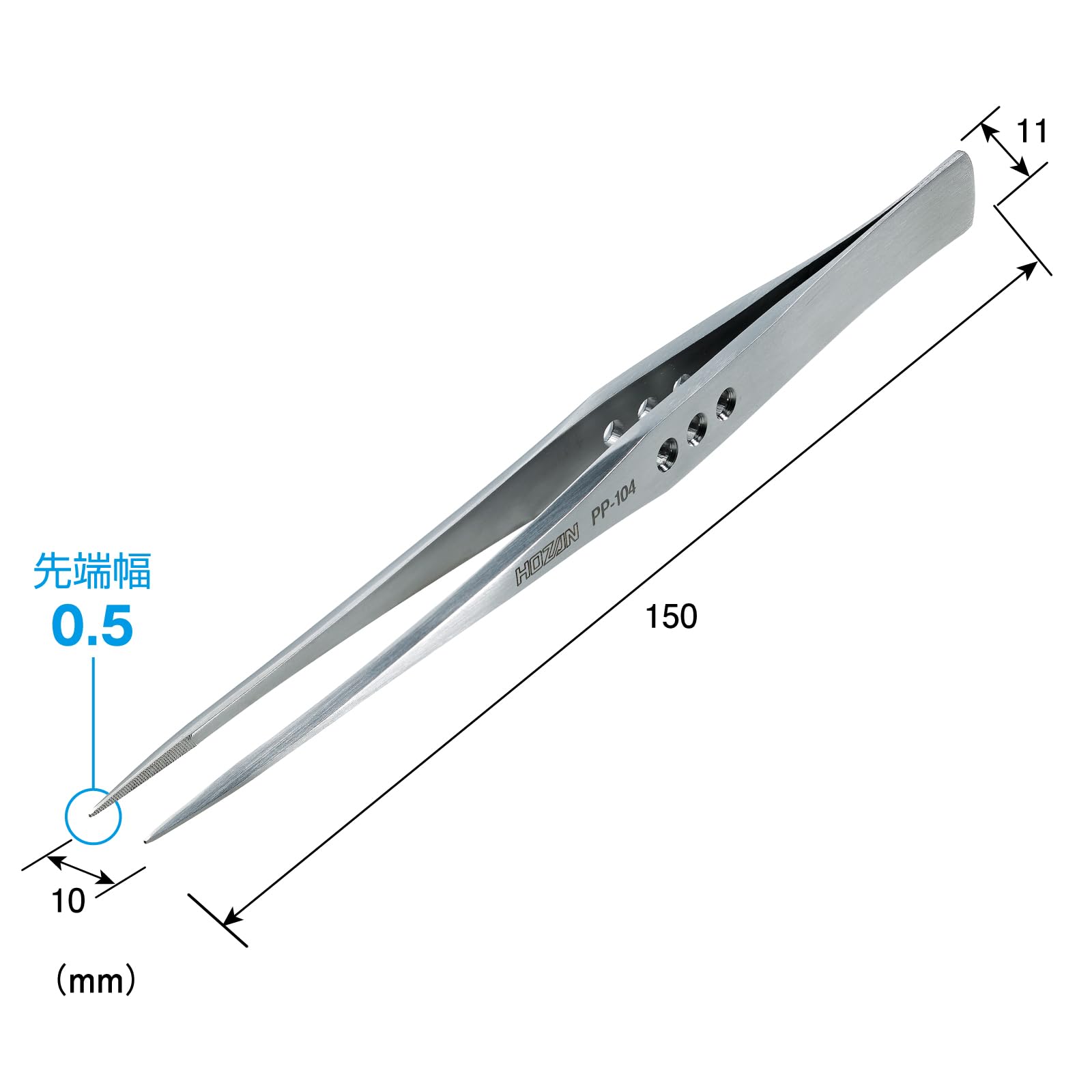 호잔 PP-104 150mm 정밀 핀셋 후육 타입 핀셋 단품 선단폭 0.5mm 롱노즈 이미지 7