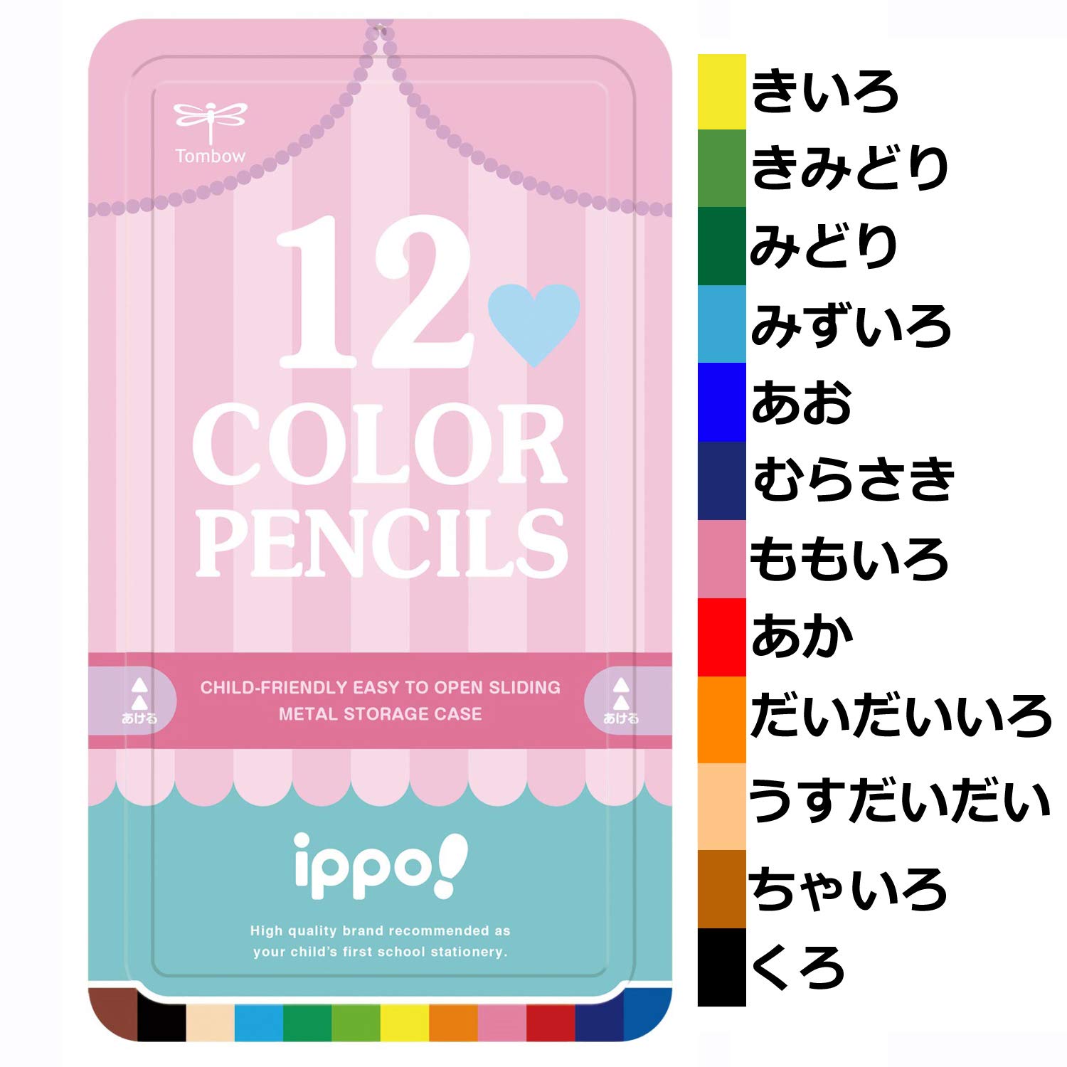 톰보 ippo 프린트 핑크 CL-RRW0412C 12색 색연필 이미지 2