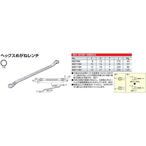 KTC M27-8H 8mm 육각 옵셋 렌치 이미지 2