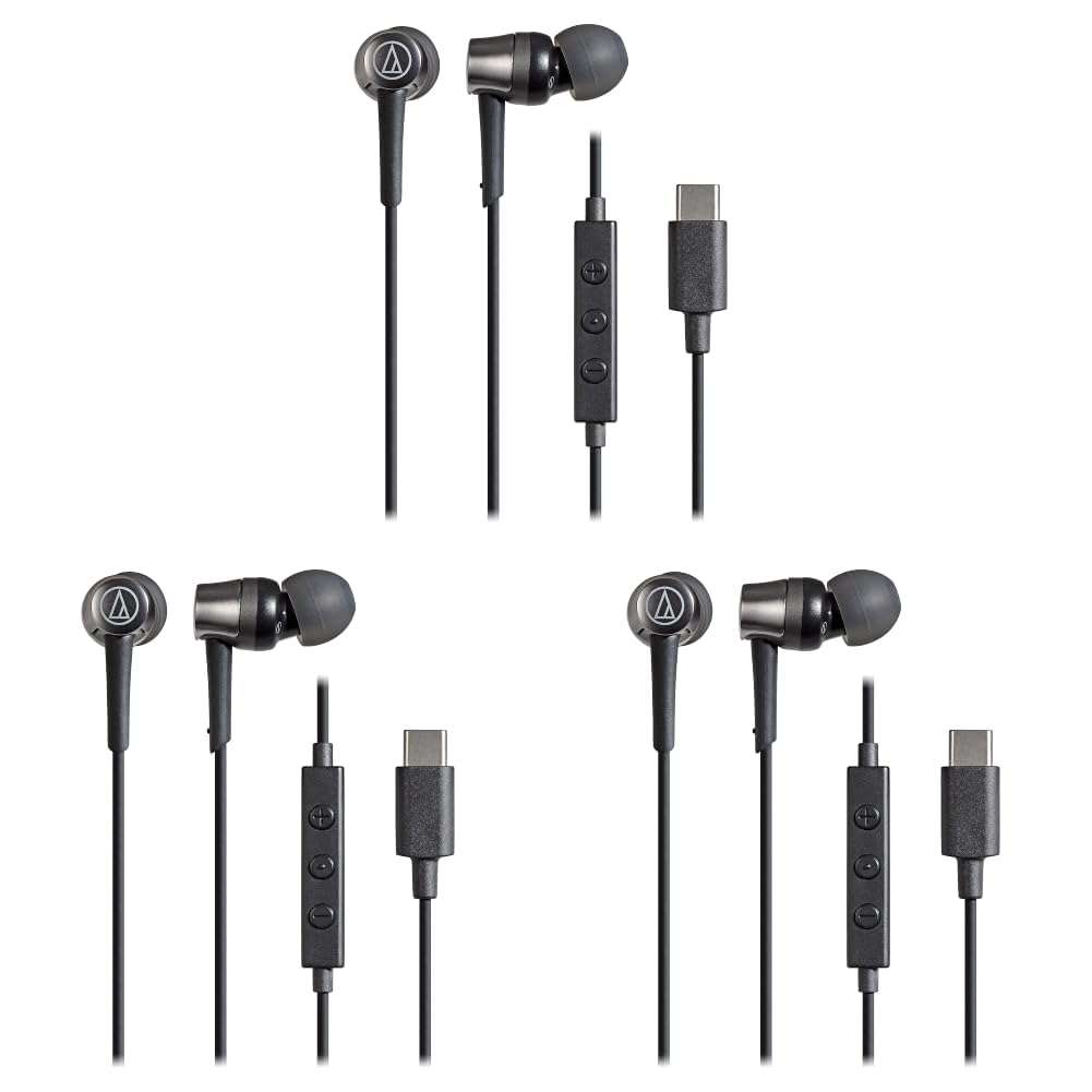 오디오테크니카 ATH-CKD3C 블랙 USB C타입 유선 이어폰 3개입