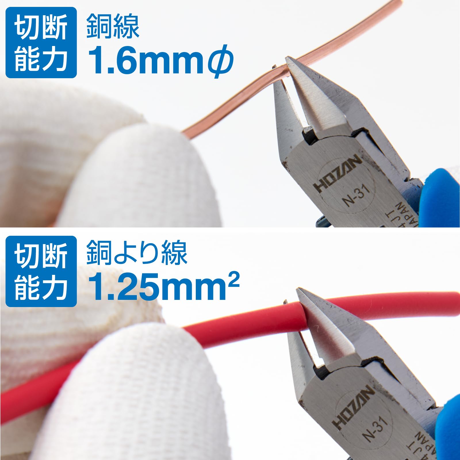 호잔 미니어처 니퍼 N-31 1.6mm 정밀 절단기 코일스프링 이미지 2