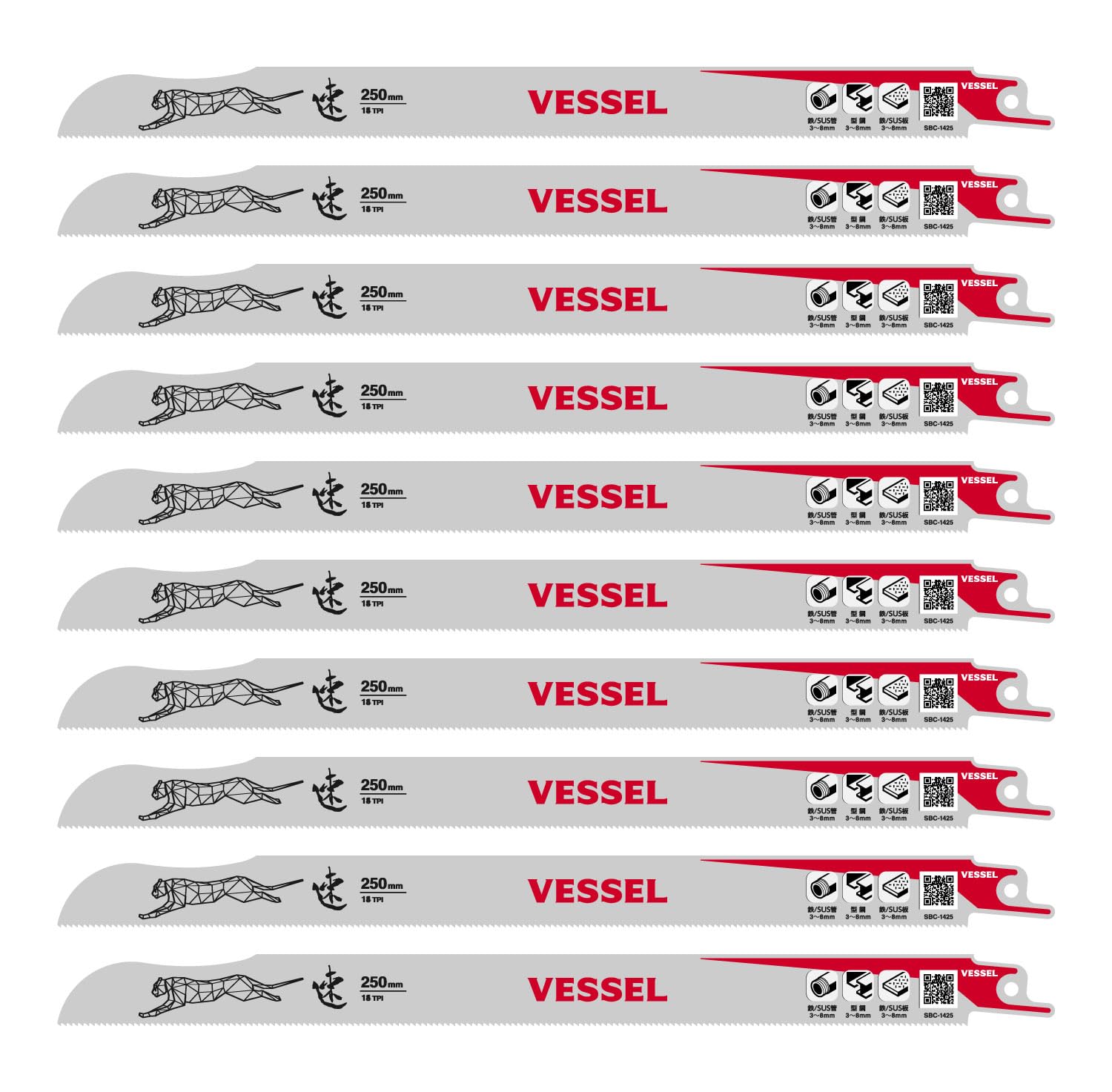 베셀 치타 SBC-1425-10 250mm 14산 세이버쏘 블레이드 철공용 10입