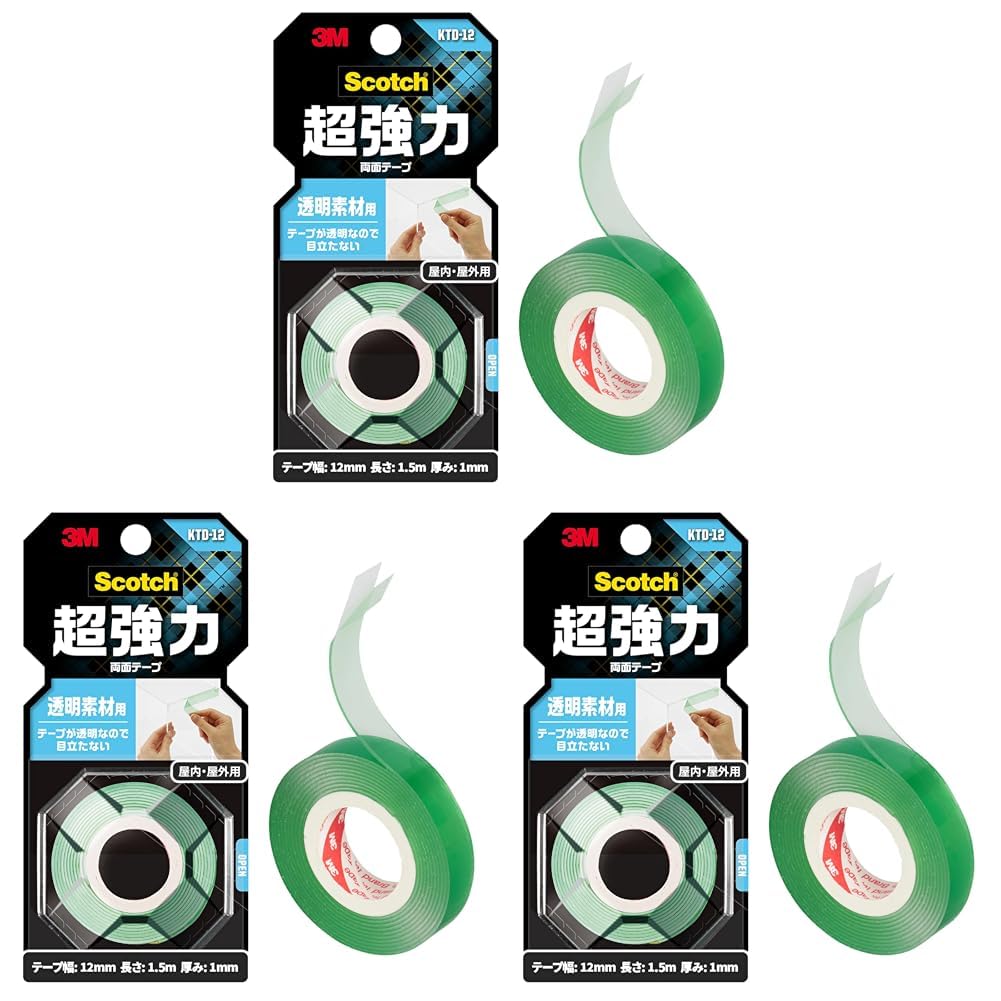 3M 스카치 투명 소재용 양면테이프 1. 클리어 폭12mm 길이1500mm 3권