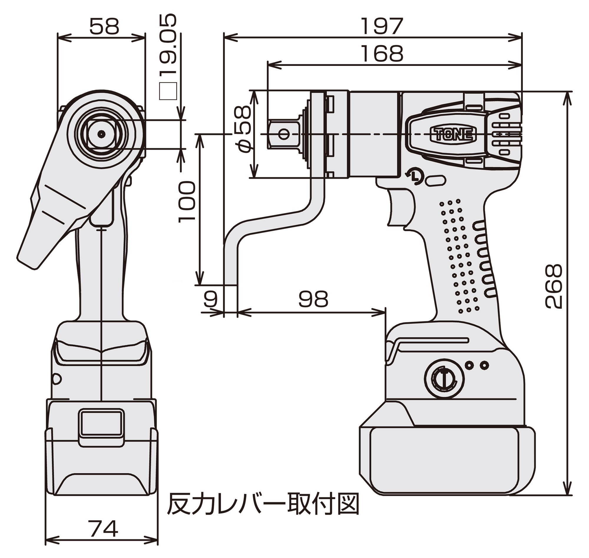 토네 CST30 19.0mm 300Nm 충전식 너트러너