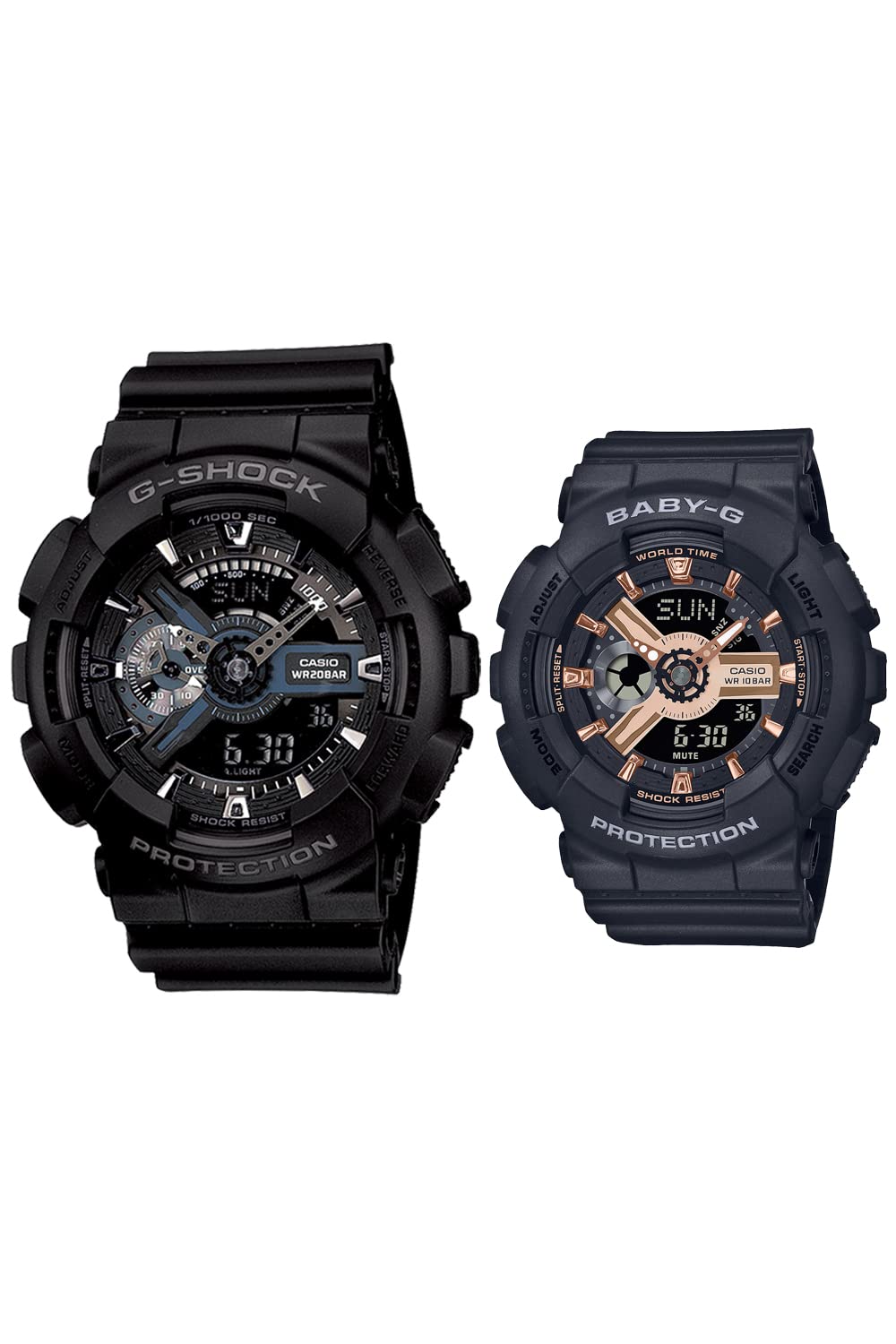 카시오 지샥 G-SHOCK 베이비지 GA-110-1BJF 커플시계 블랙 블랙 핑크