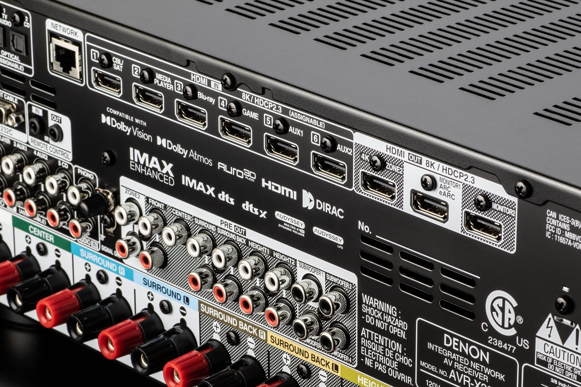 데논 AVR-X3800H 9.4채널 AV 서라운드 리시버 8K 블랙 이미지 8
