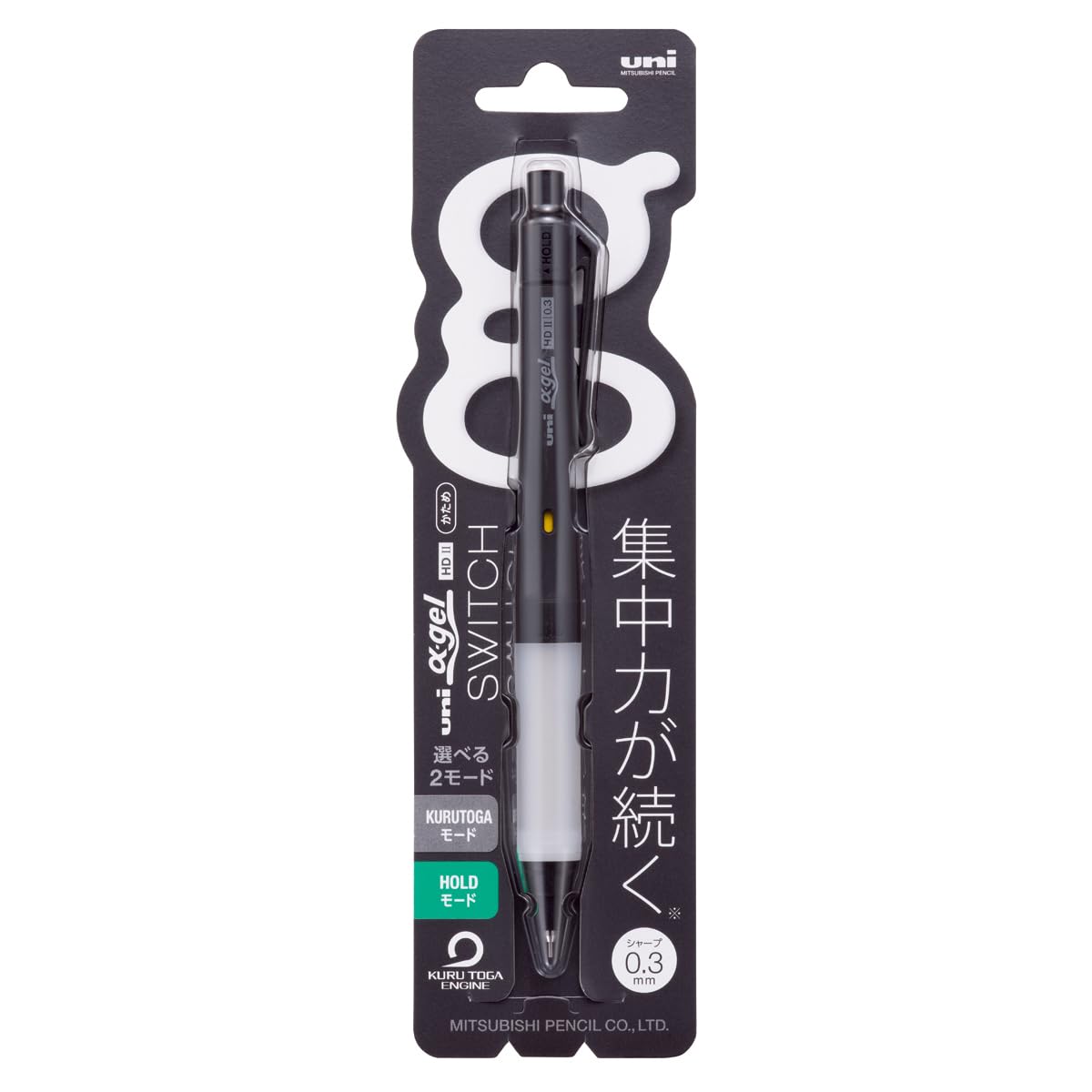미쓰비시 연필 알파겔 스위치 블랙 M31009GG1P.24 0.3mm 샤프 0.3mm 단품