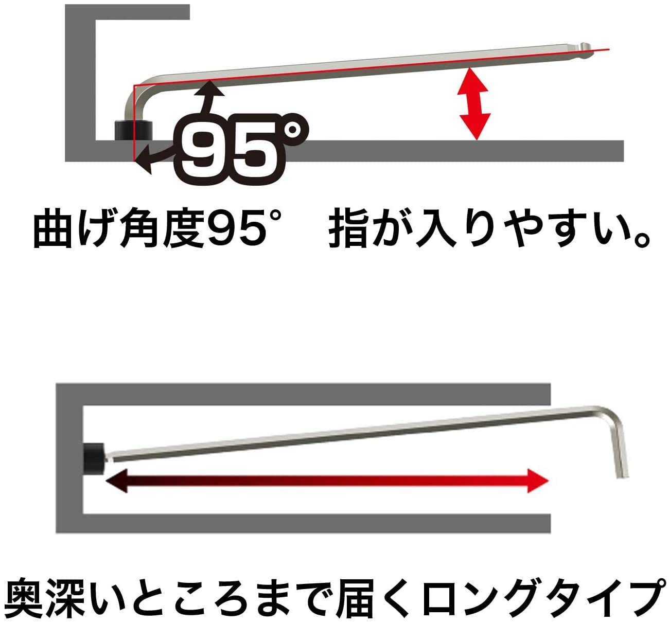 베셀 8200BP-L 1.5mm 볼포인트 L형 육각렌치 롱타입 이미지 5