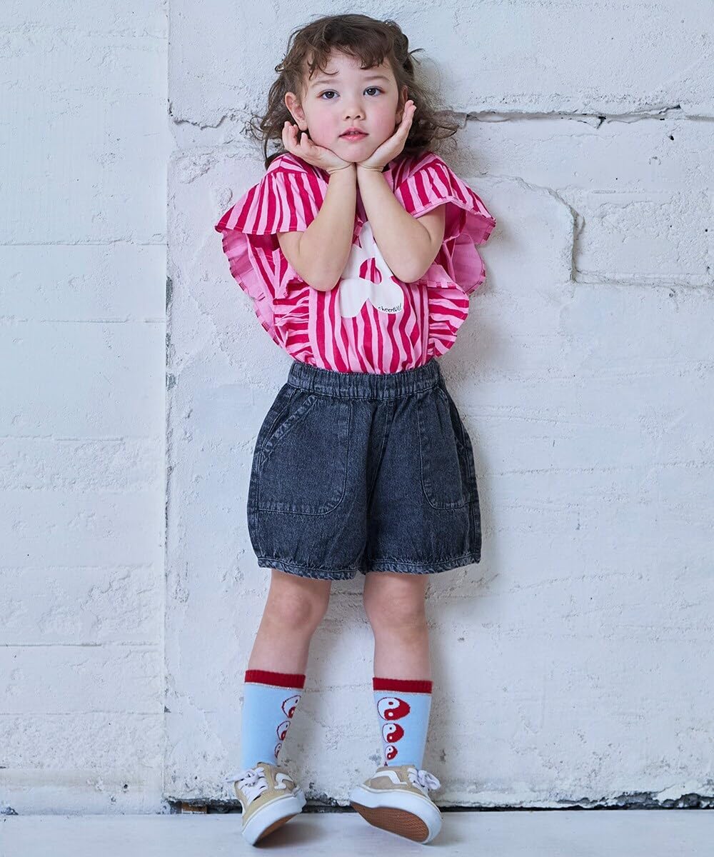 마키즈 COTTON from U.S.A 러플 티셔츠 B08 화이트 도트 130 이미지 5