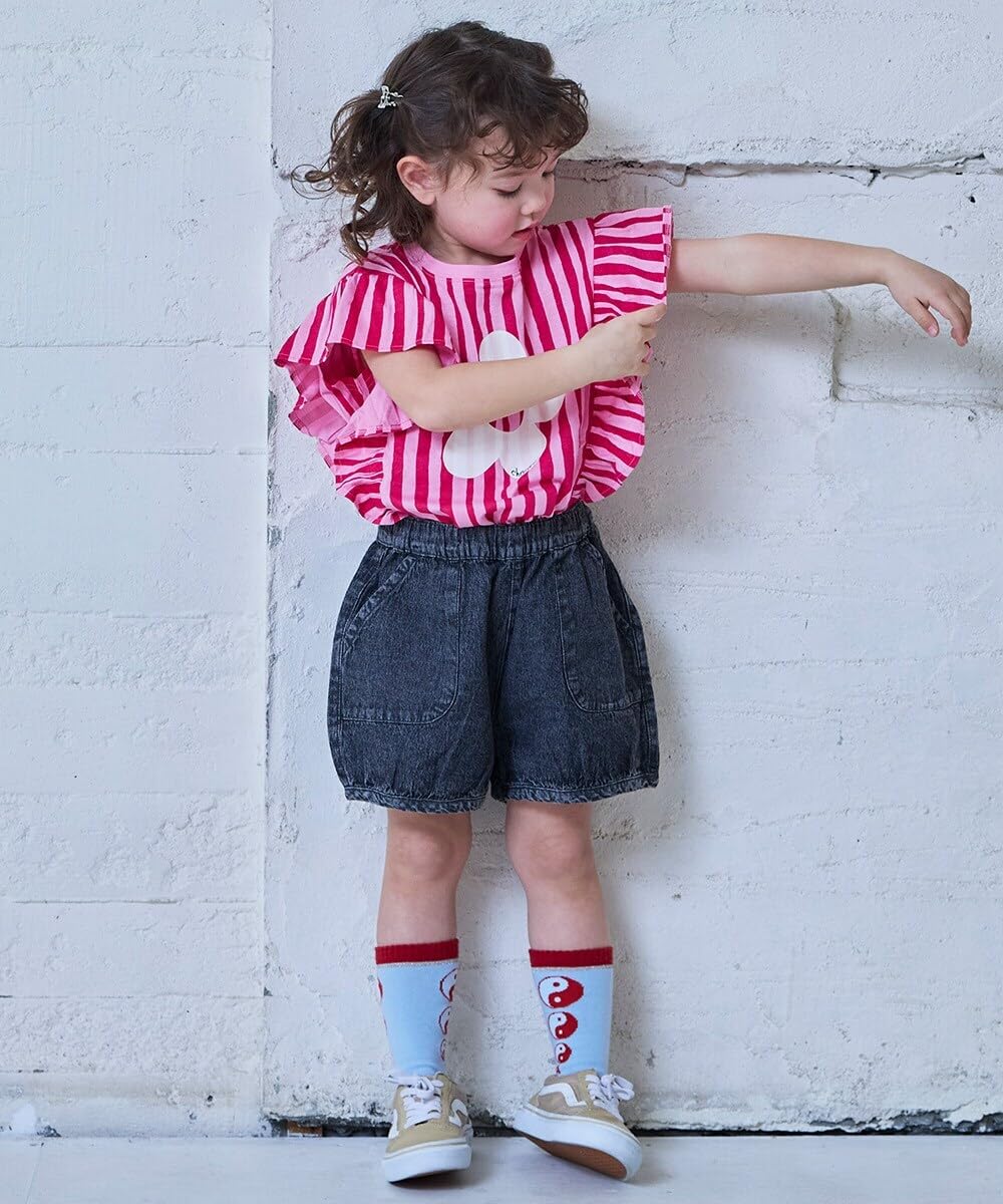 마키즈 COTTON from U.S.A 러플 티셔츠 B08 화이트 도트 130 이미지 6