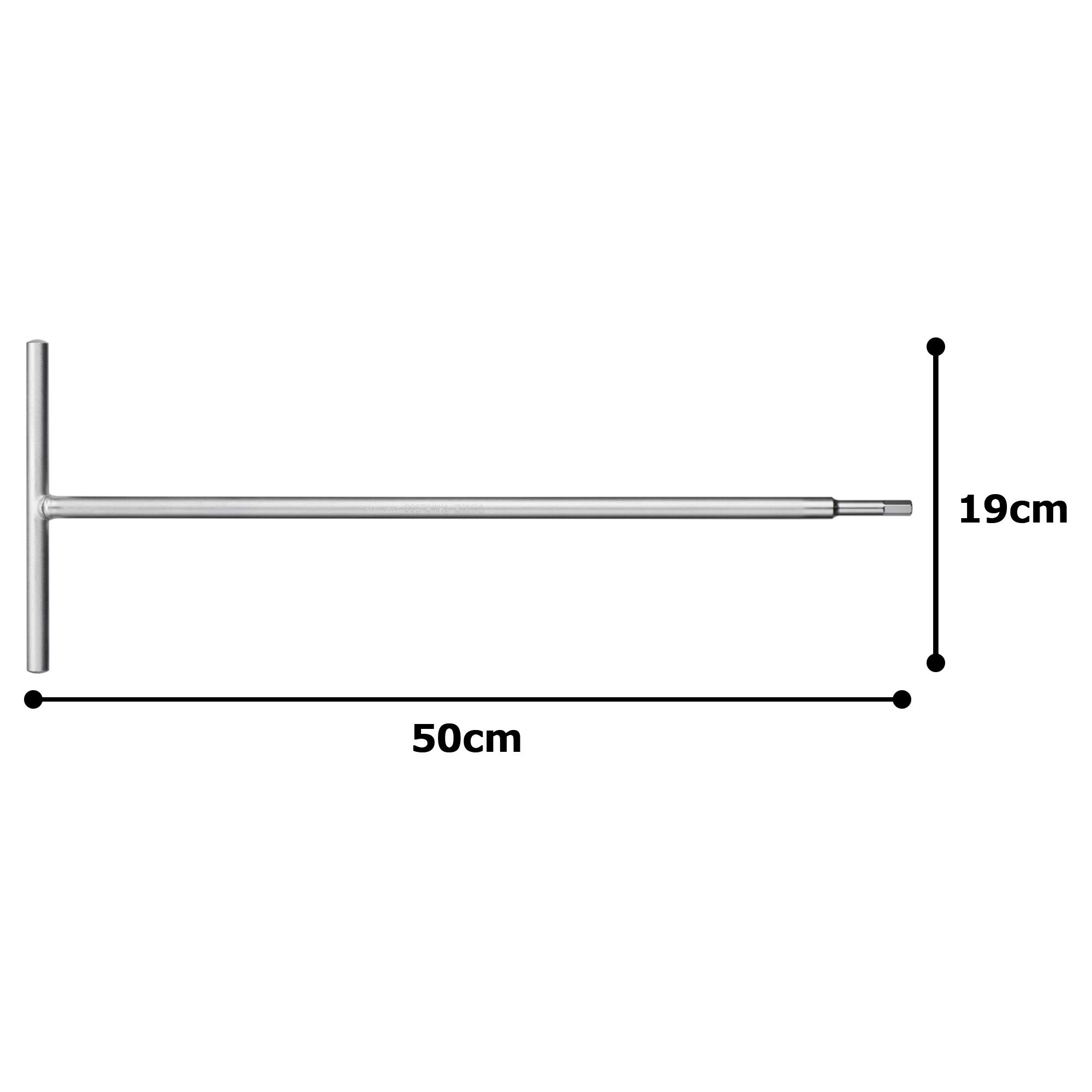 토네 롱 T형 육각렌치 THW-08L500 8mm 이미지 3