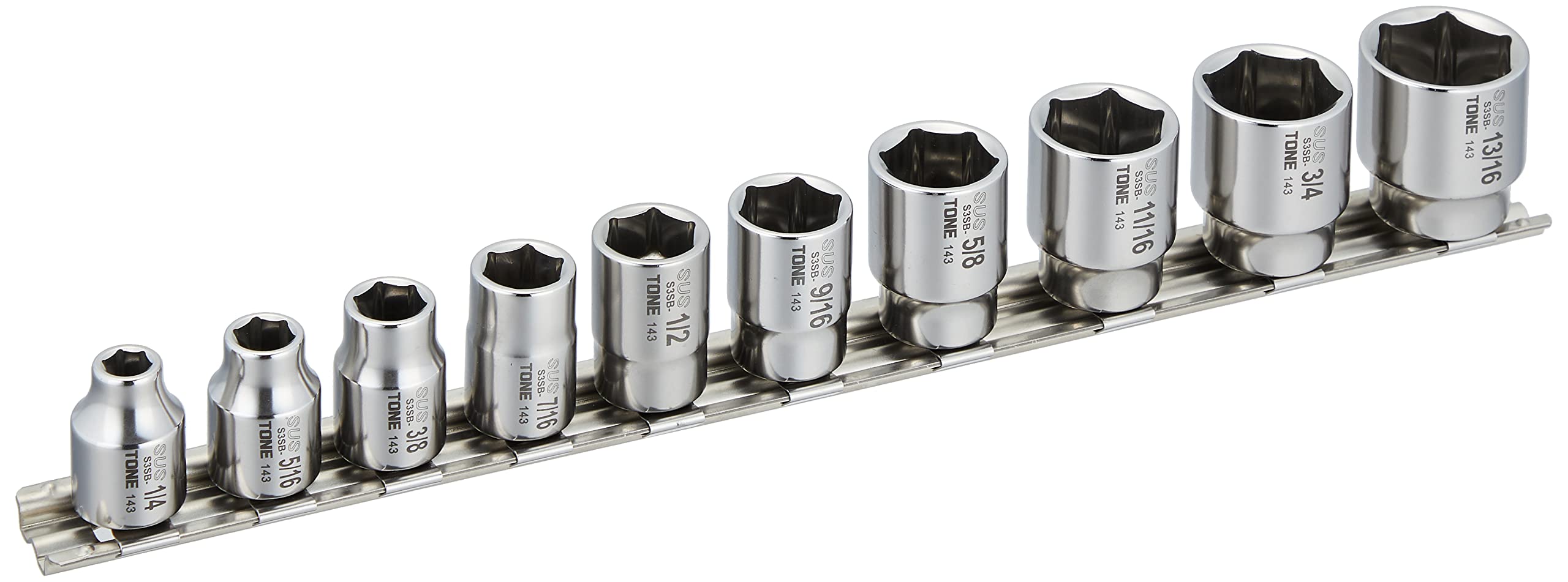토네 SHSB310 9.5mm SUS 6각 소켓 세트 10점 인치 홀더포함 이미지 2