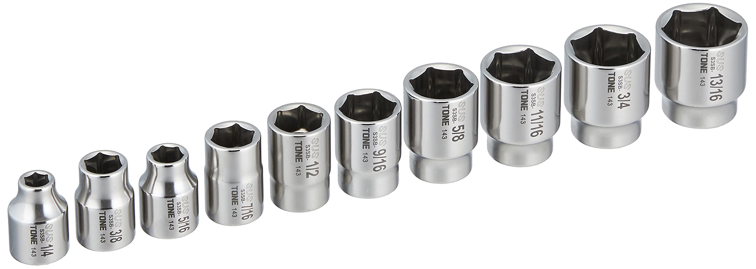 토네 SHSB310 9.5mm SUS 6각 소켓 세트 10점 인치 홀더포함