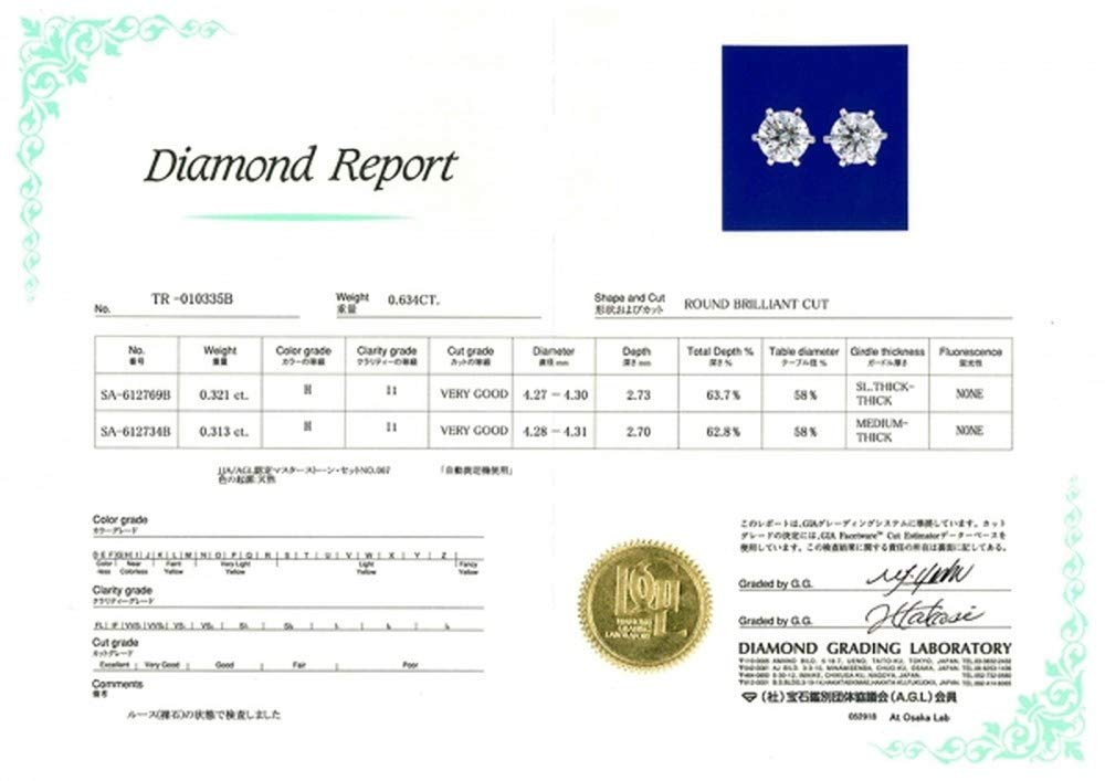 교세라 다이아몬드 플래티넘 스터드 귀걸이 0.6ct 감정서포함 이미지 4