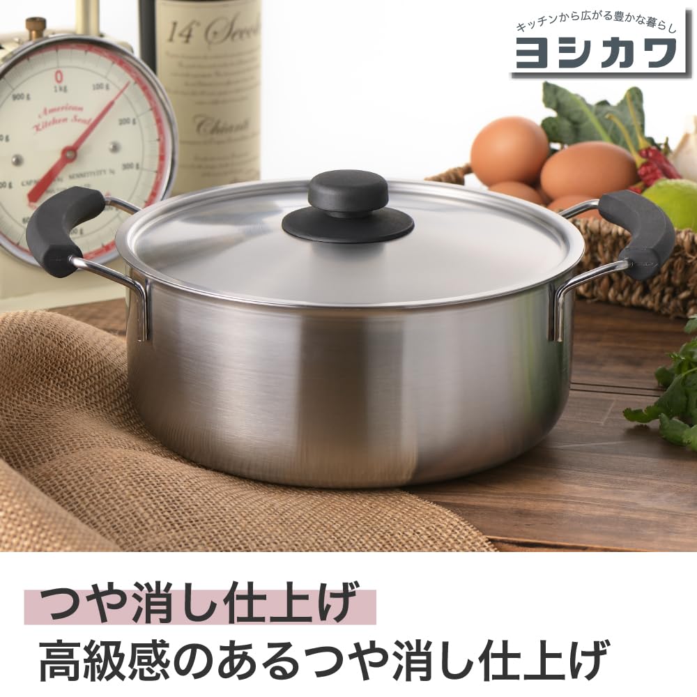 요시카와 시즌쿠킹 YJ3740 22cm 양수냄비 스테인리스 IH겸용 양수냄비 22cm 이미지 6