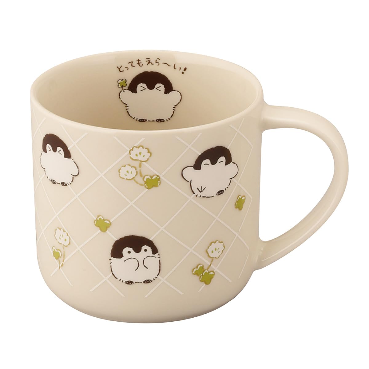 야마카 코우펜짱 시로츠메쿠사 KPC31-11 350ml 머그컵 전자레인지용 아이보리