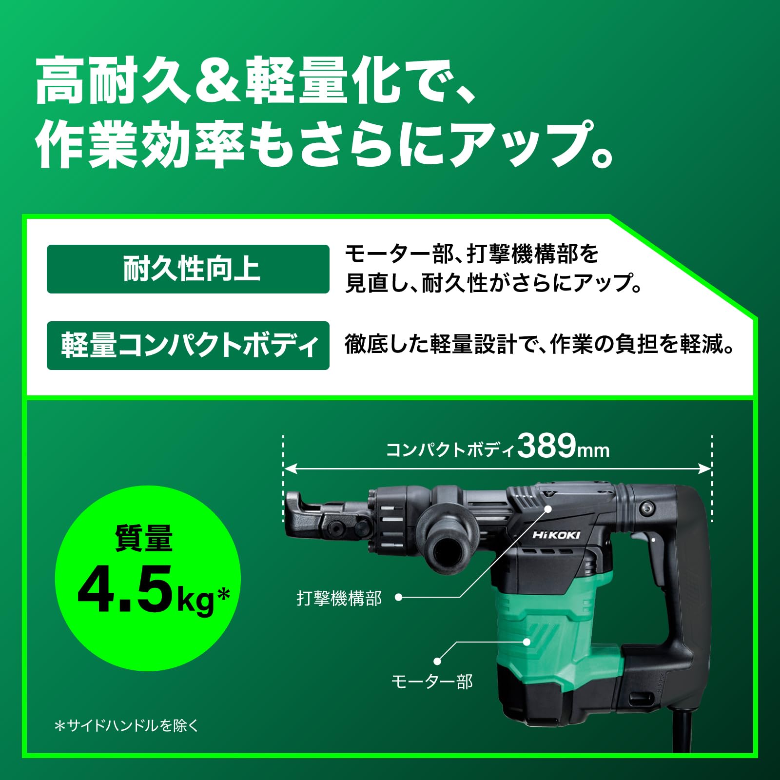 하이코키 H41SA4 해머 불포인트 세트 17mm 280mm 이미지 3