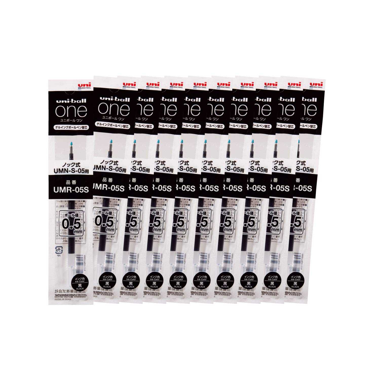 미쓰비시 연필 유니볼 원 블랙 UMR05S.24 0.5mm 리필심 10개입 블랙 단품