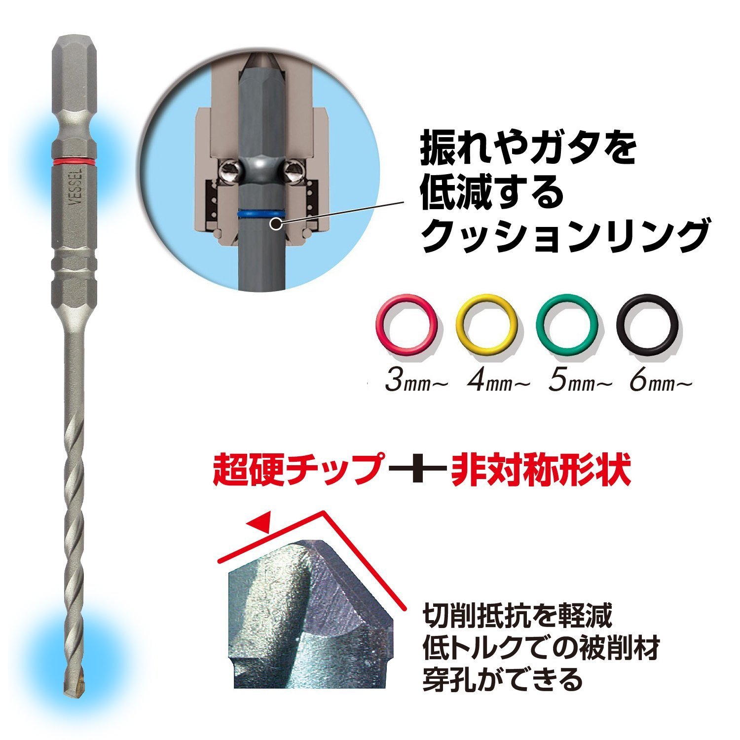 베셀 쿠션 콘크리트 드릴비트 ACD-6.4 6.4mm 이미지 3