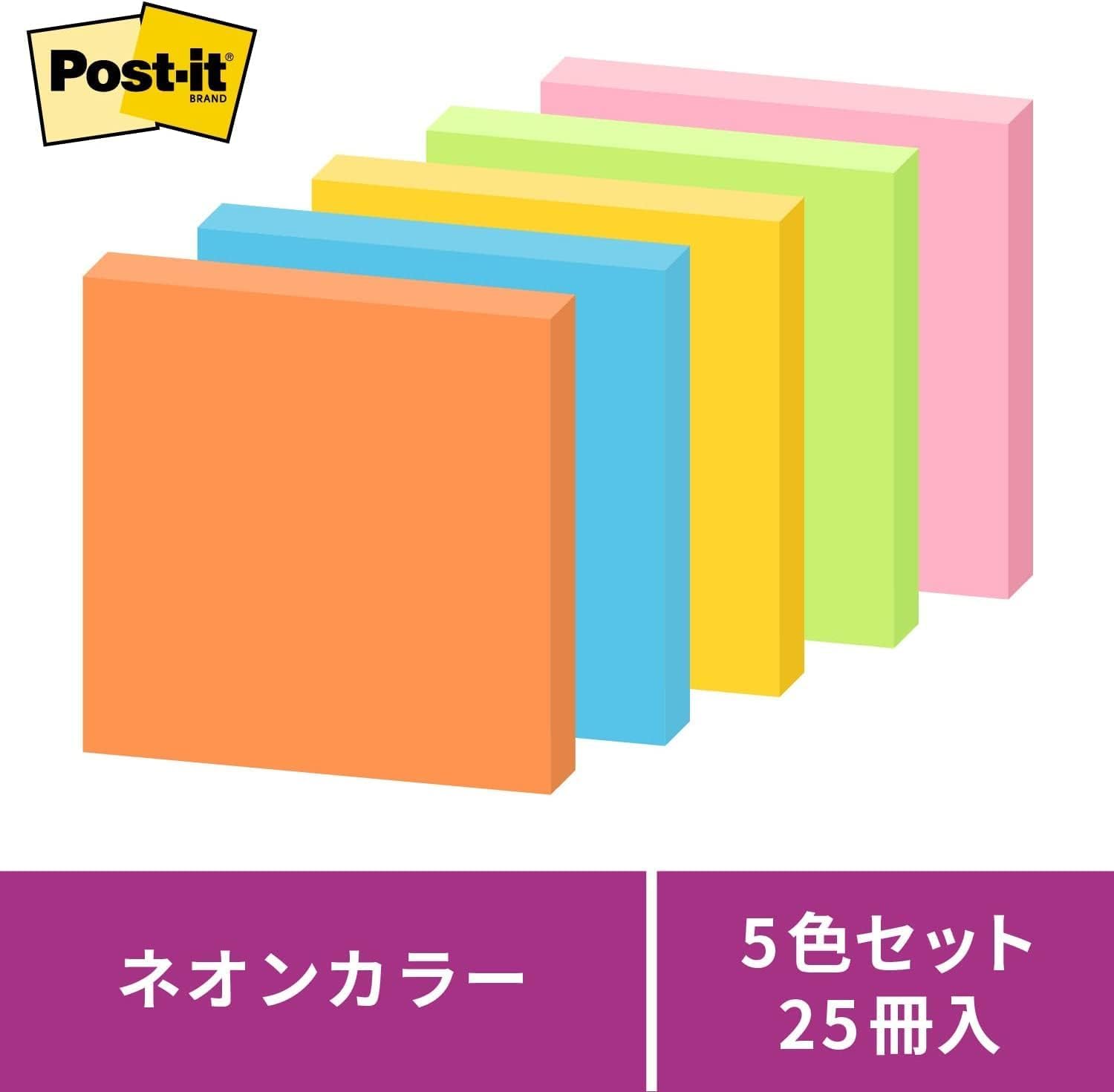 3M 포스트잇 강력점착 네온 654-5SSAN 75x75mm 메모지 2. 5권 네온컬러 이미지 4