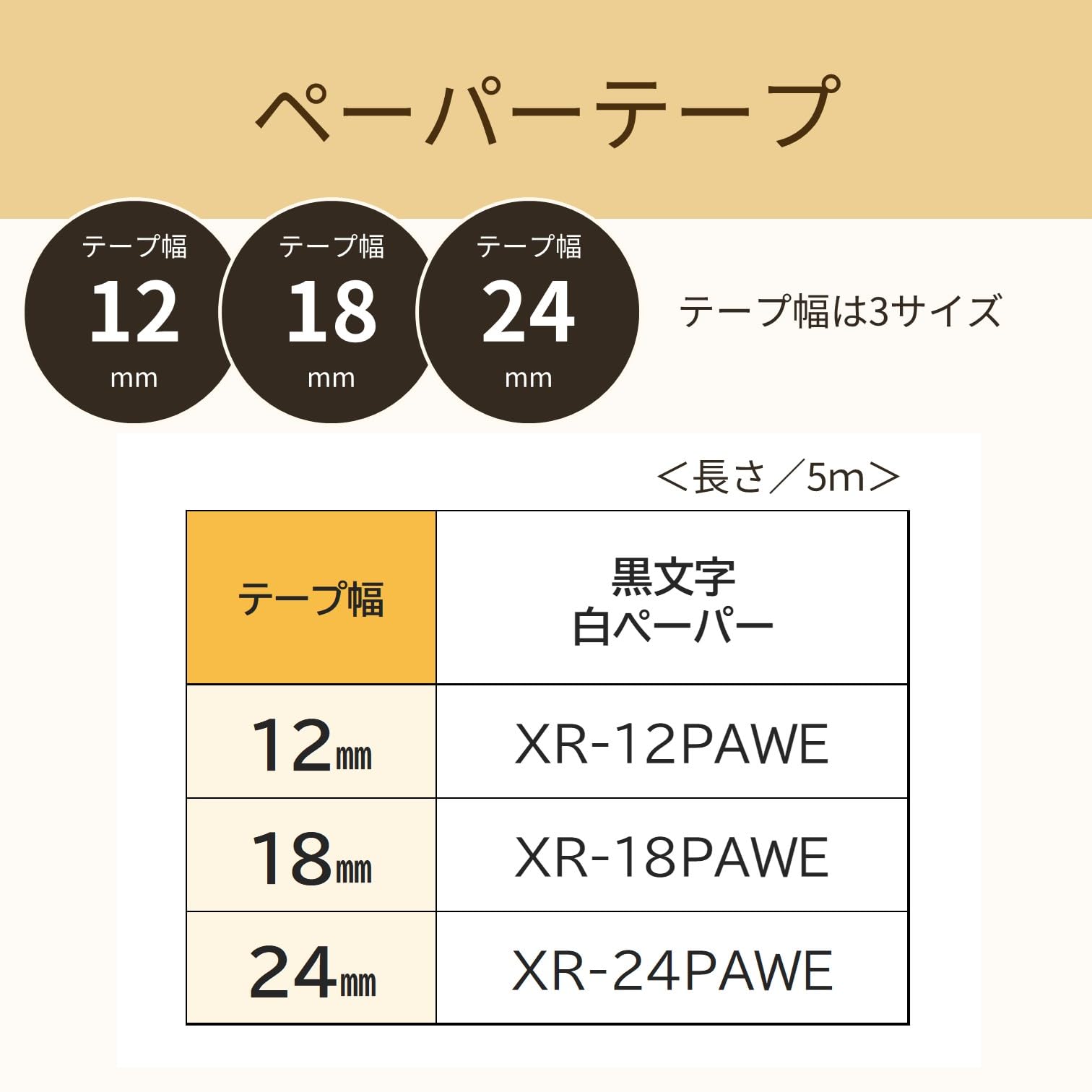 카시오 네임랜드 페이퍼 테이프 18mm XR-18PAWE 화이트 이미지 5