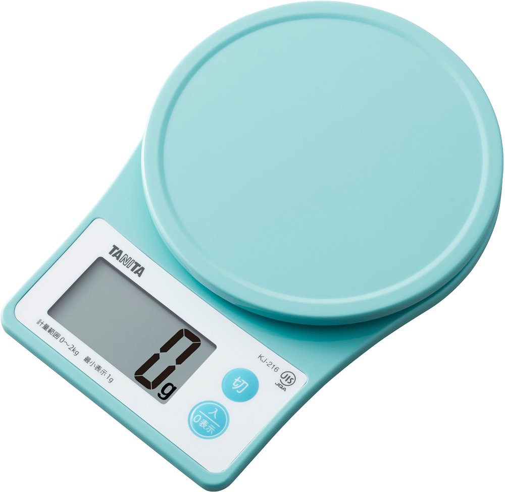 타니타 KJ-216 블루 2kg 디지털 주방저울 07 블루 1g 단위 2000g까지 무게