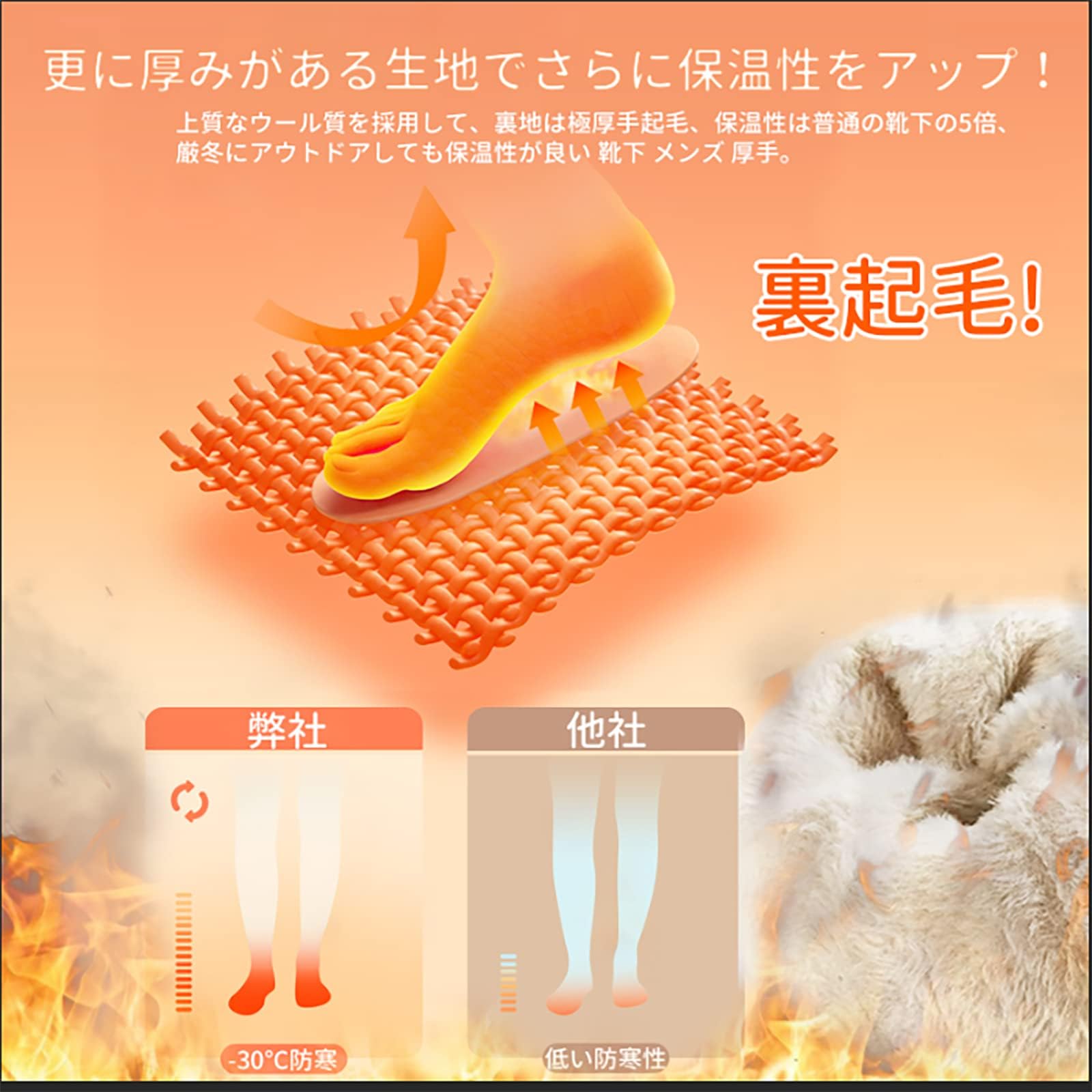 콘치와 남성용 24-28cm 방한 양말 겨울 24.0-28.0 cm 3켤레 세트-01 3 이미지 2