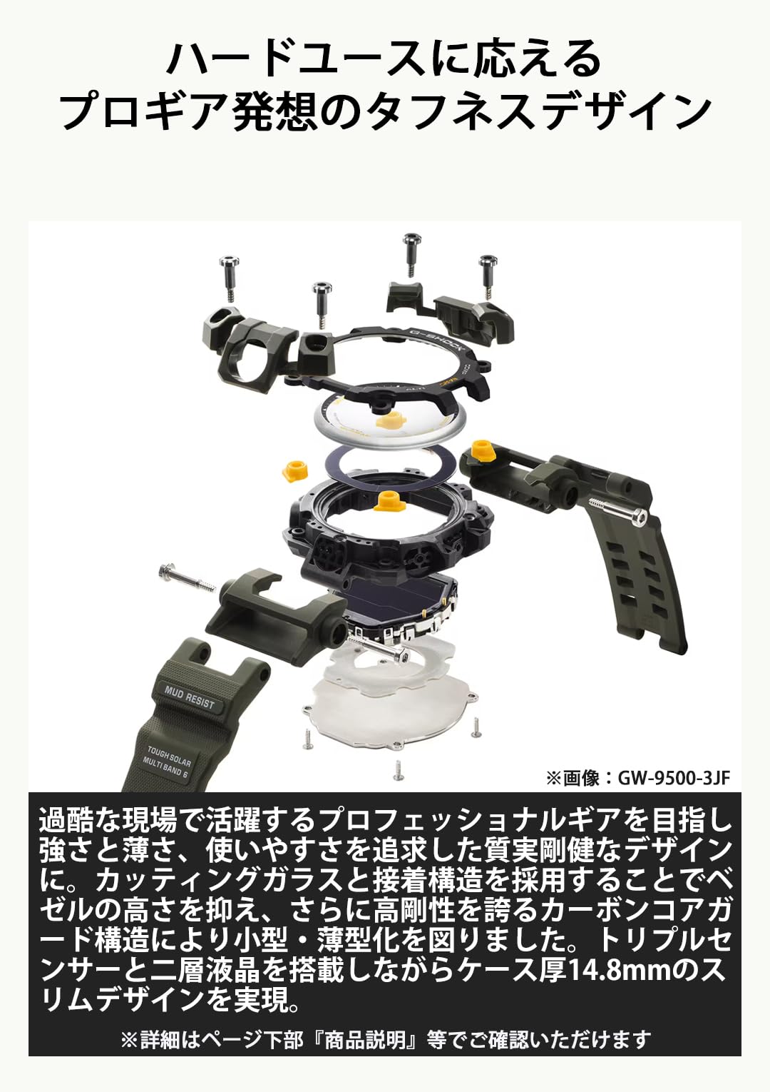 카시오 지샥 머드맨 카키 GW-9500-3JF 전파 솔라 트리플 센서 GW-9500 이미지 5