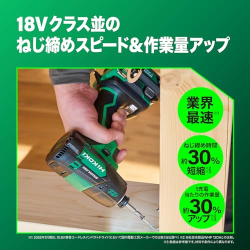 하이코키 10.8V 저소음 임팩트 드라이버 WHP12DB 2JS 배터리 2개 충전기 세트 이미지 6