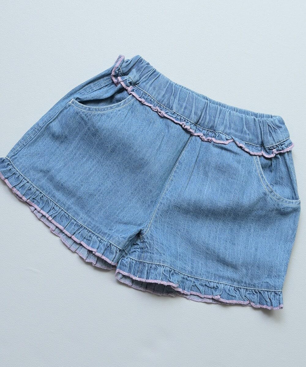 마키즈 데님 프릴 반바지 Ｃ７０네이비 95 이미지 2