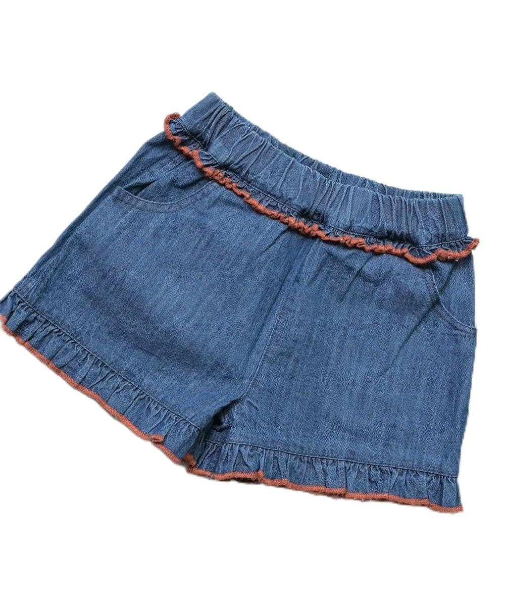 마키즈 데님 프릴 반바지 Ｃ７０네이비 95