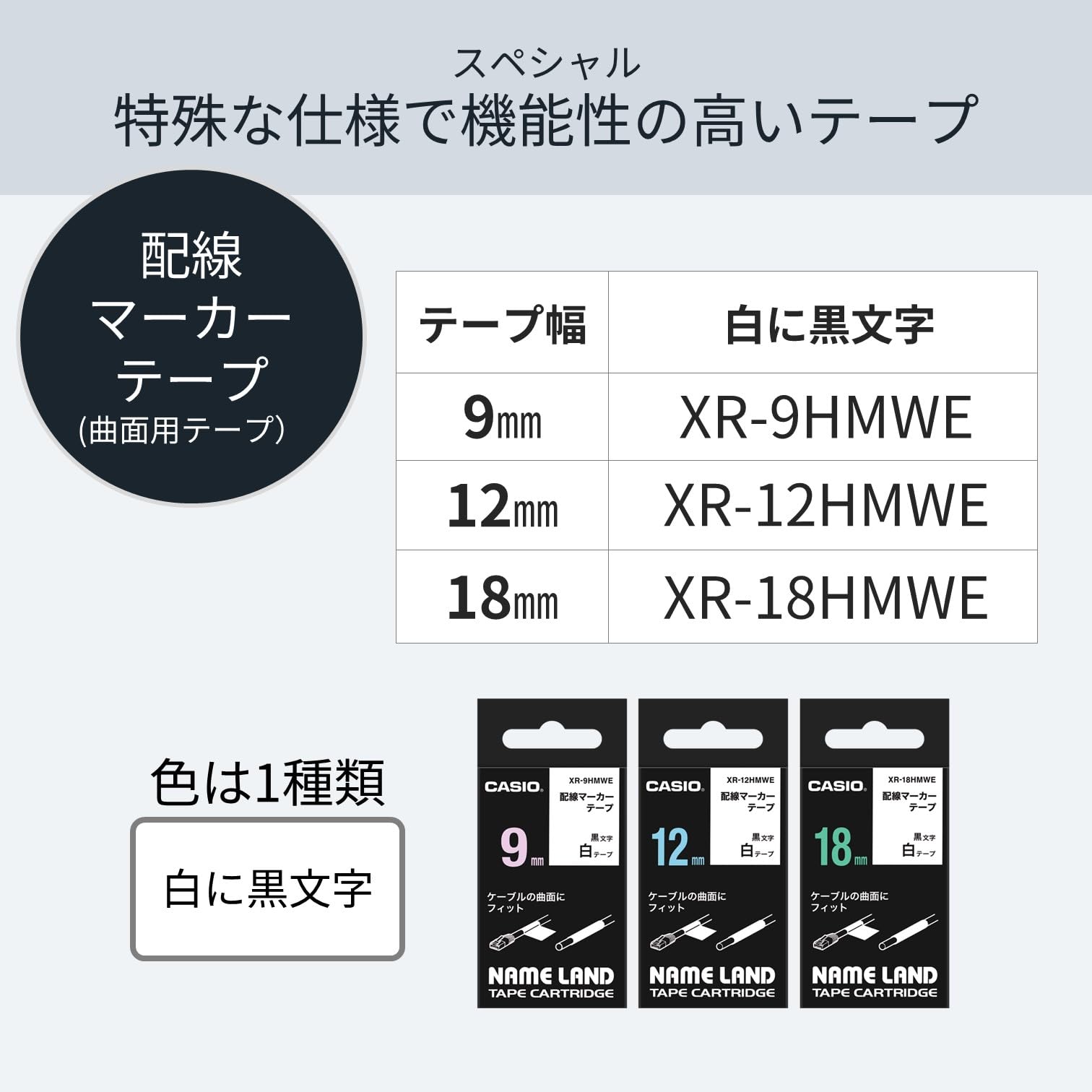 카시오 네임랜드 배선 마커 테이프 XR-12HMWE 12mm 이미지 5