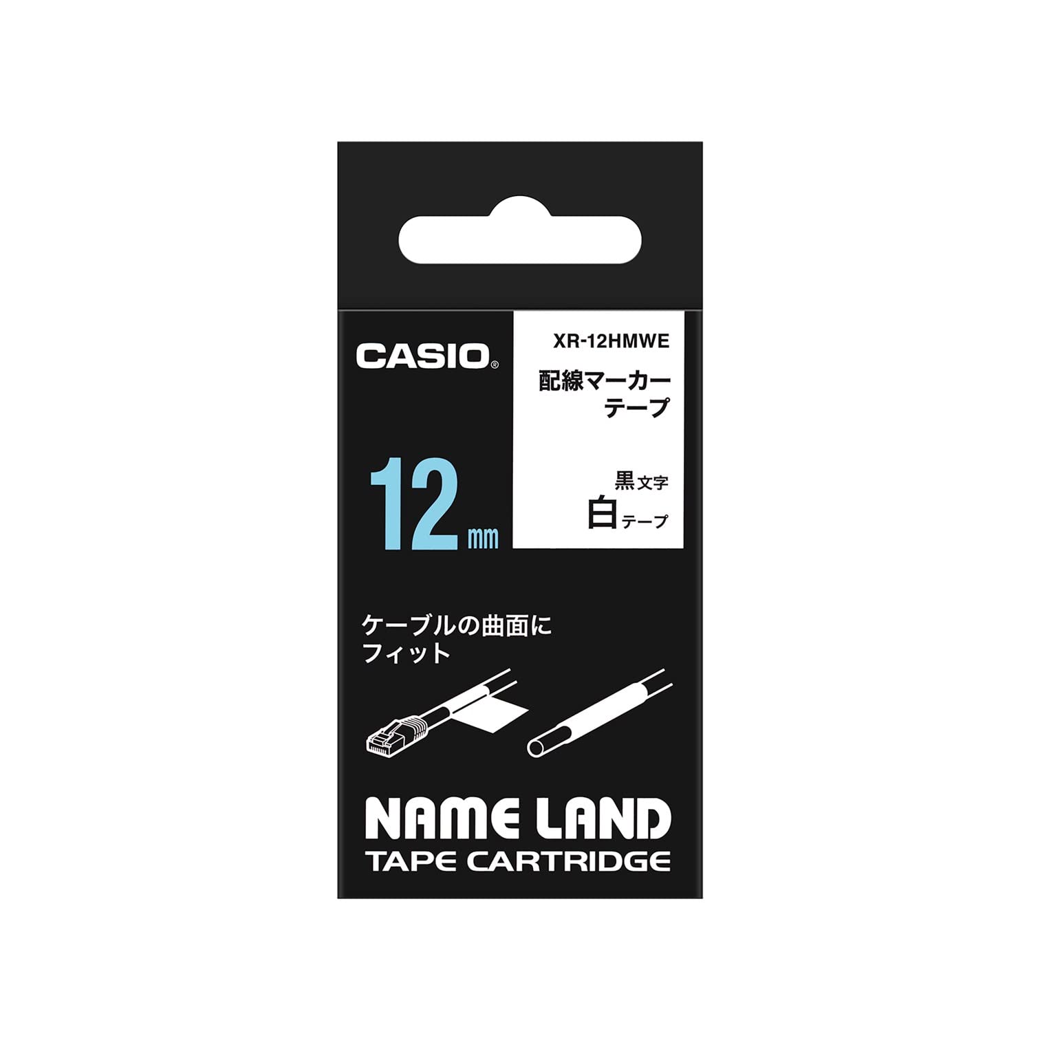 카시오 네임랜드 배선 마커 테이프 XR-12HMWE 12mm
