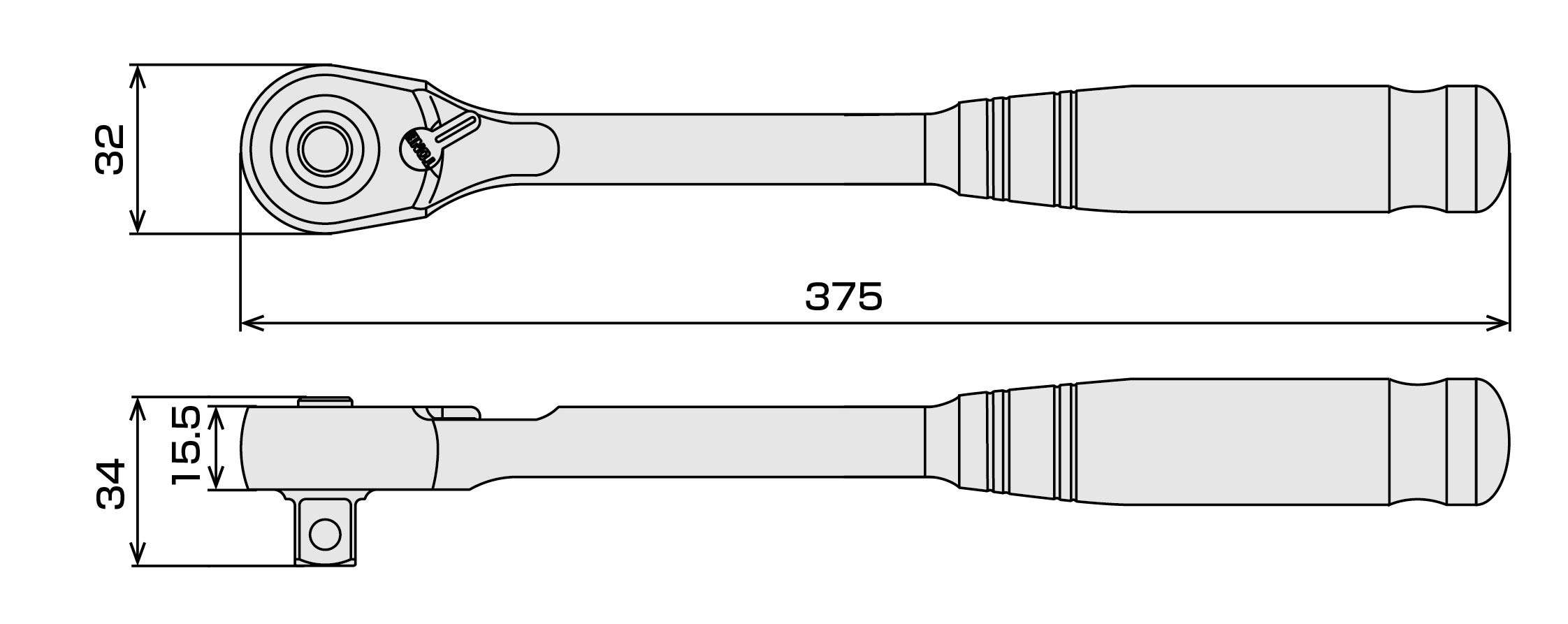 토네 롱 중공 라쳇핸들 RH4HWL 12.7mm 홀드타입 이미지 5