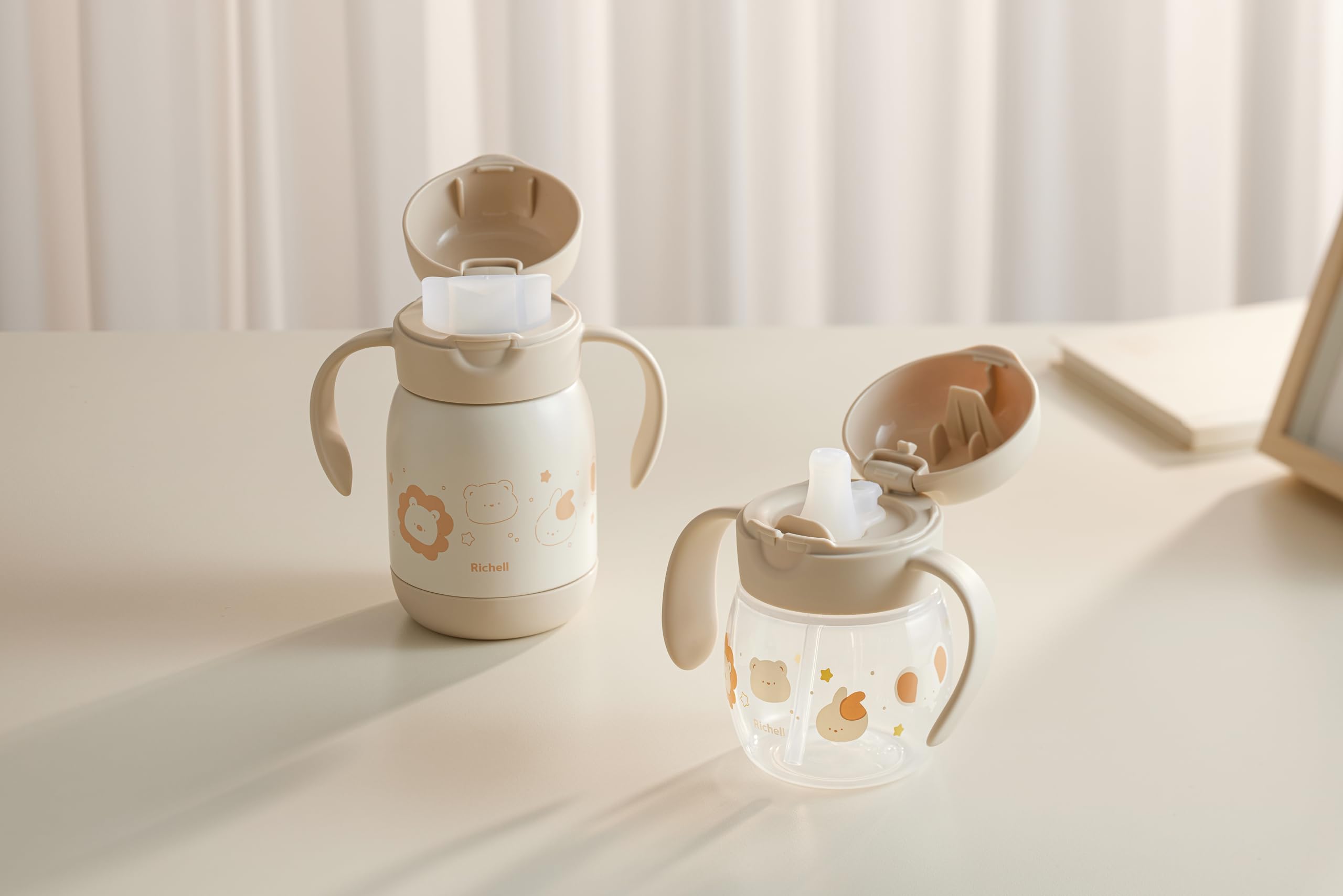리첼 트라이 머그 세트 프리미엄 베이지 120610 200ml 300ml 빨대컵 5개월부터 이미지 2